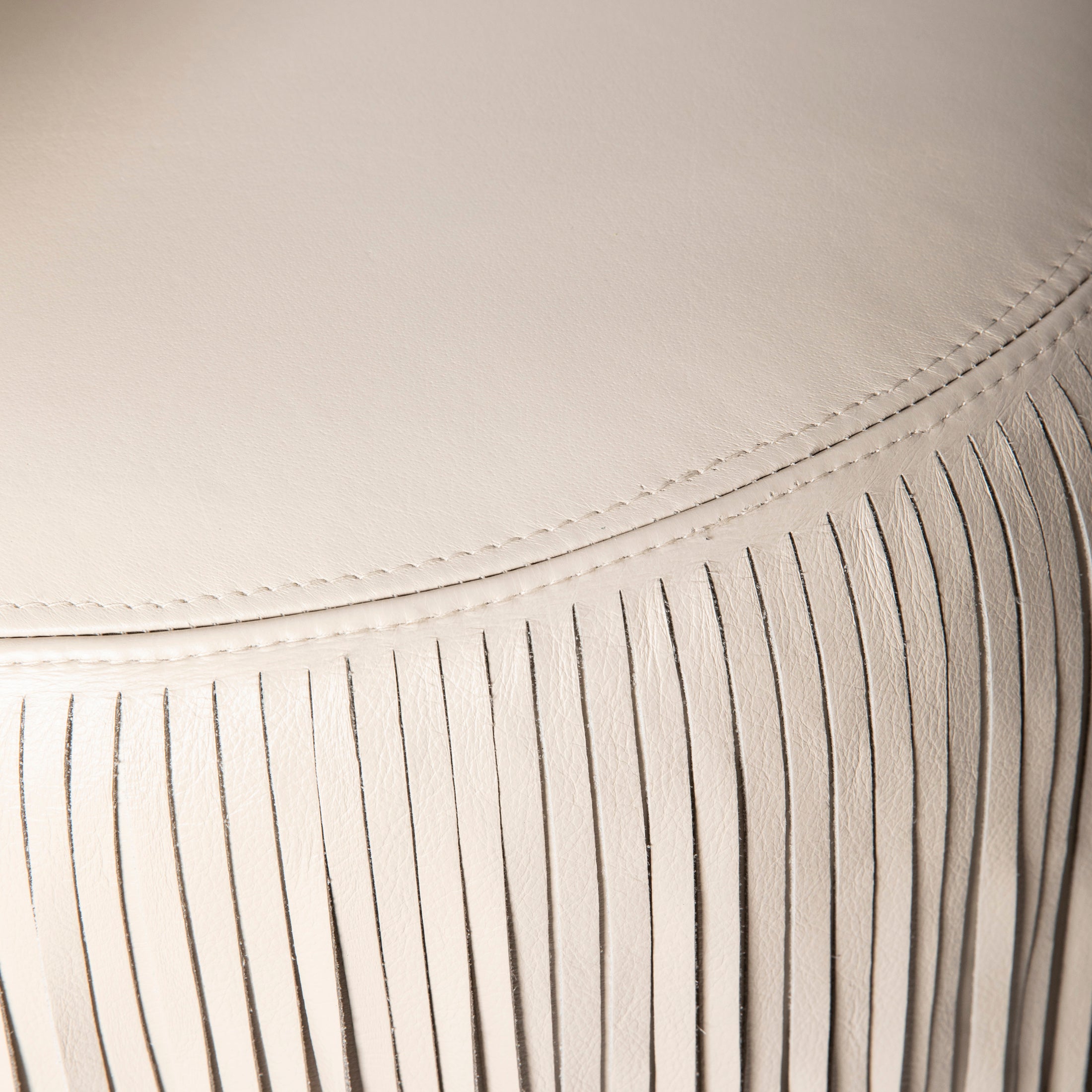 Nerissa Leather Fringe Chair in Cream-Stone Leather