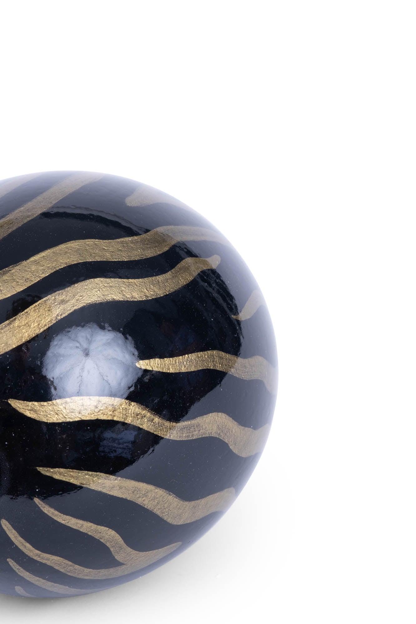 Painted Ostrich Egg - Black & Gold Zebra Stripe