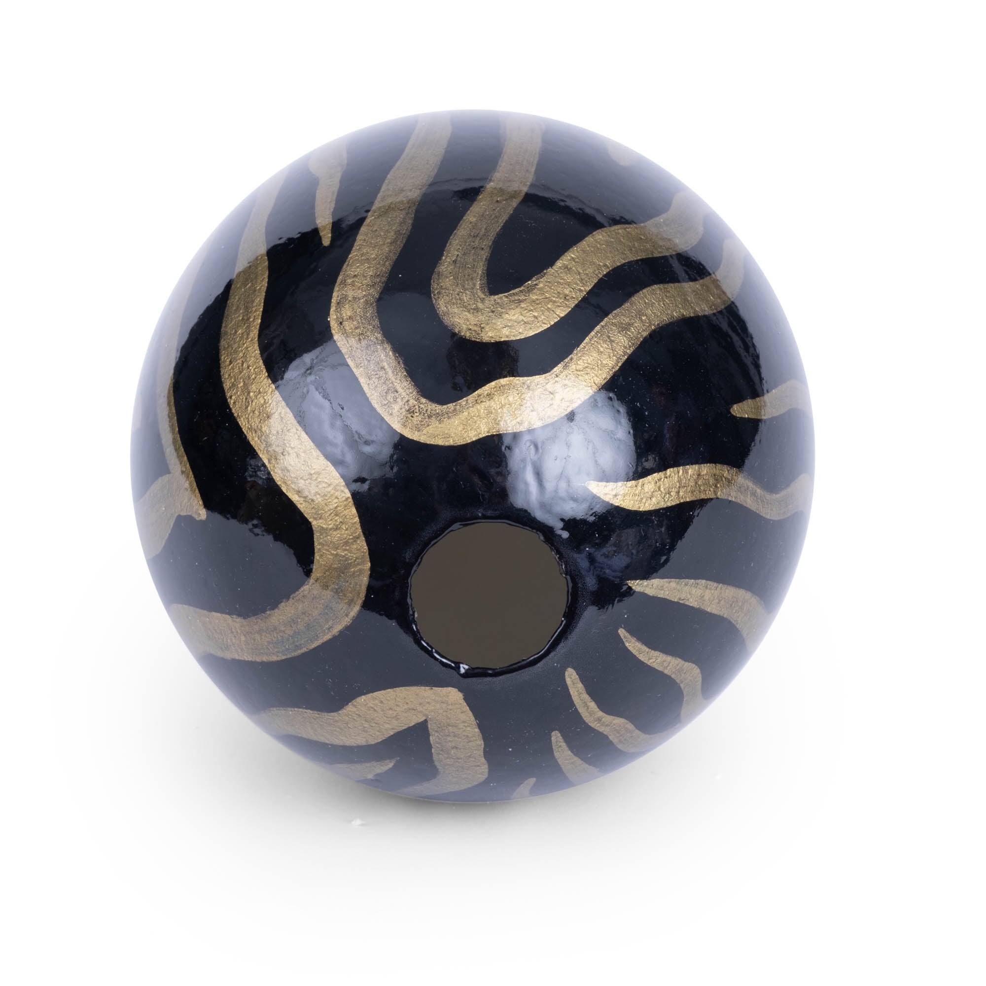 Painted Ostrich Egg - Black & Gold Zebra Stripe