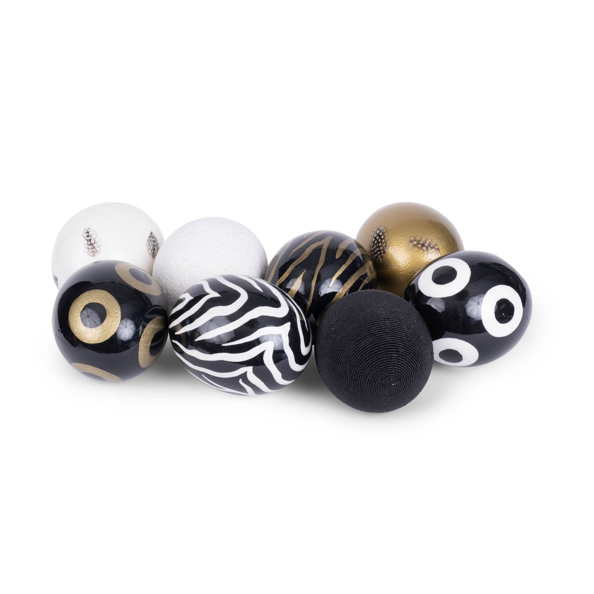 Painted Ostrich Egg - Black & Gold Zebra Stripe