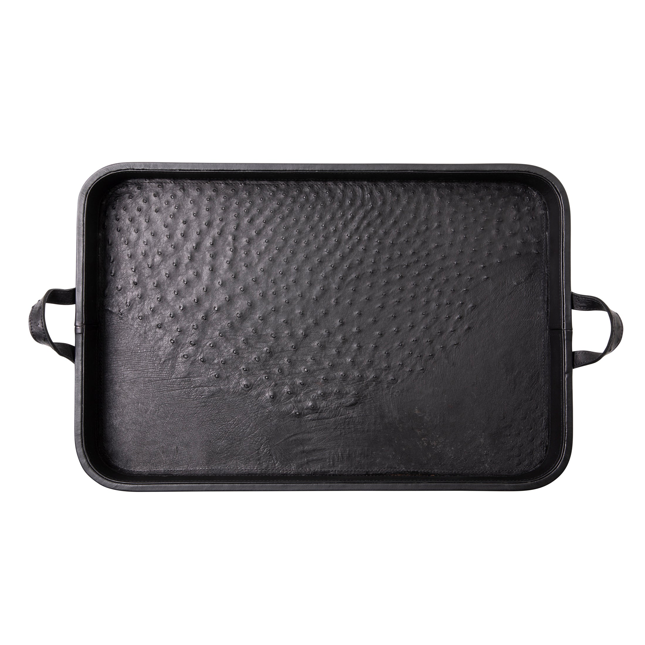 Ostrich Leather Inlay Tray - Black