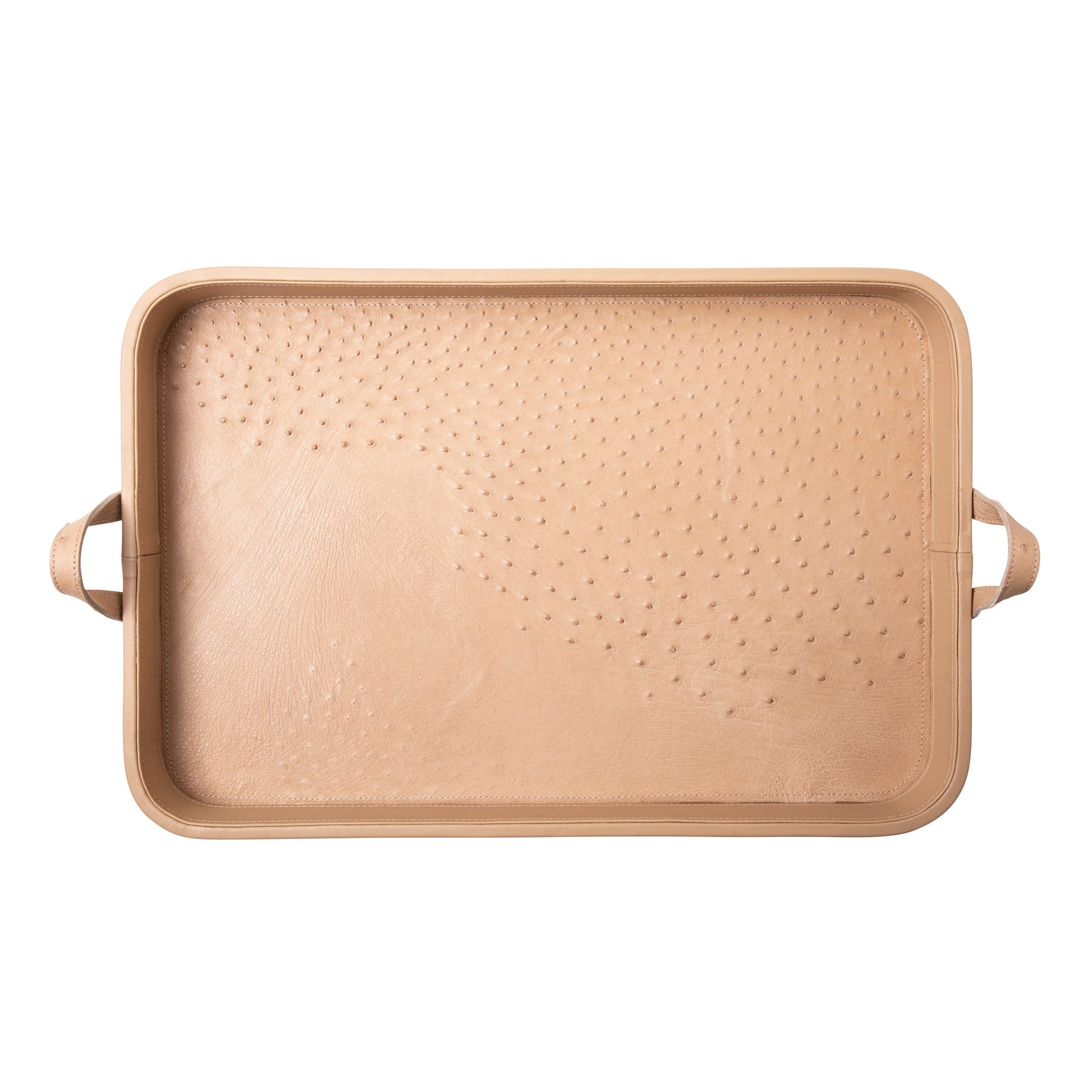 Ostrich Leather Inlay Tray - Cream