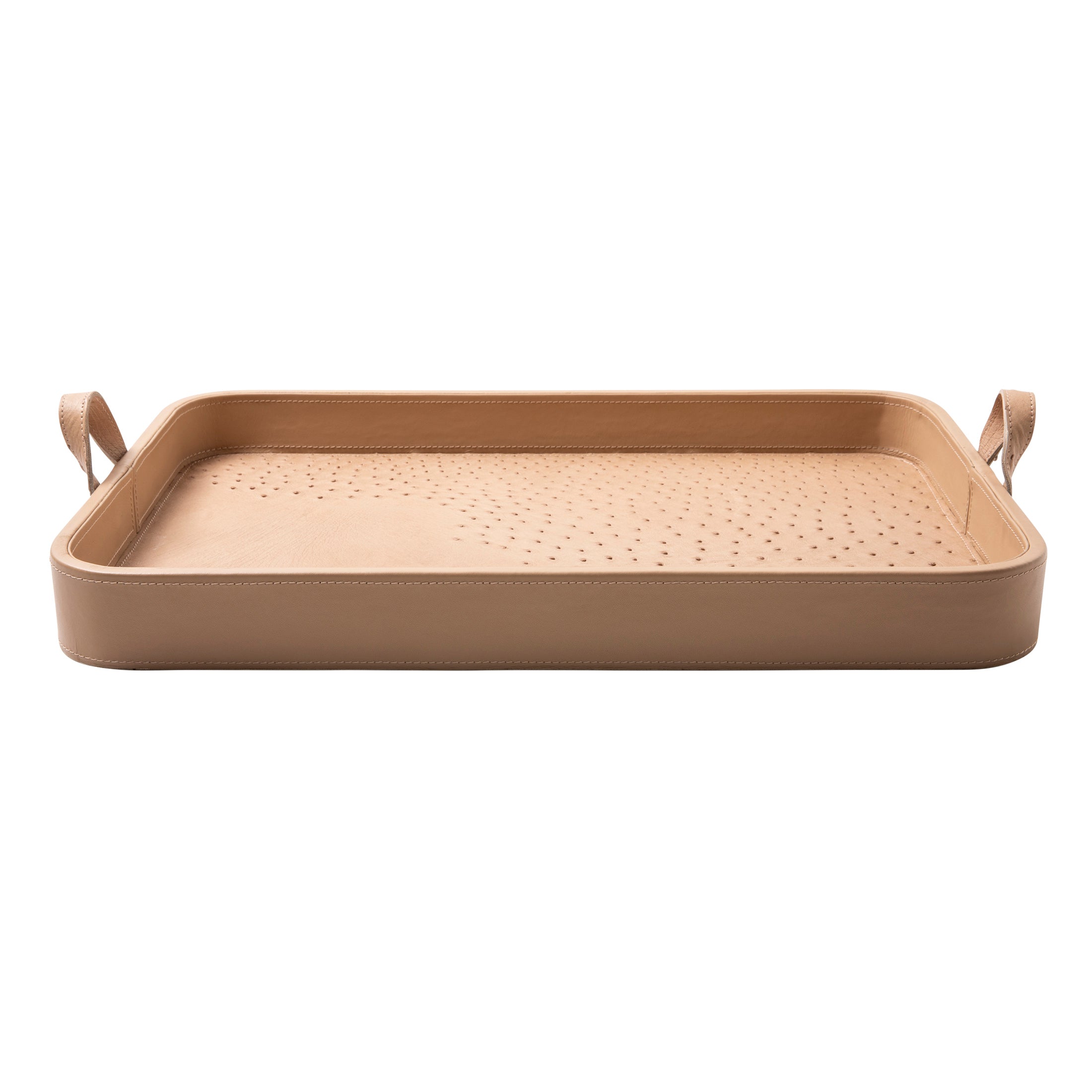 Ostrich Leather Inlay Tray - Cream