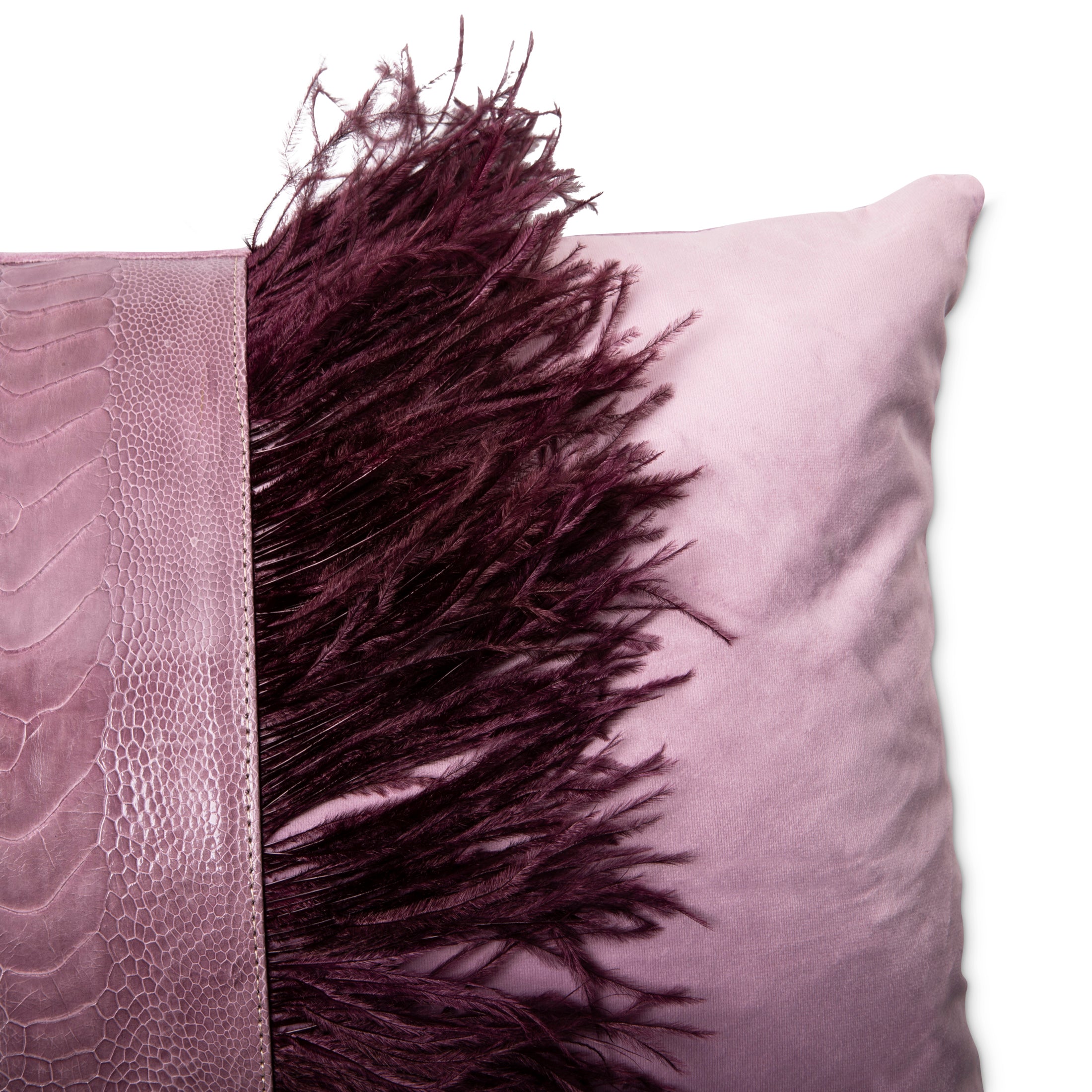 Ostrich Trim Pillow - Orchid / Velvet