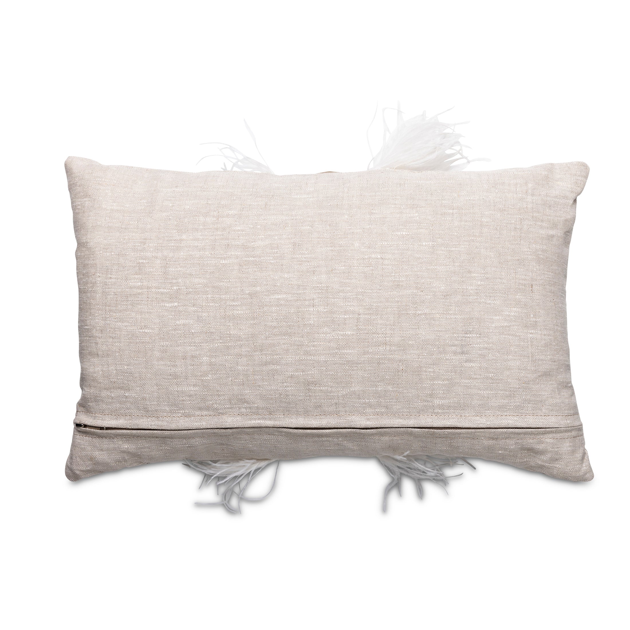 Ostrich Trim Pillow - Stone Washed / Linen