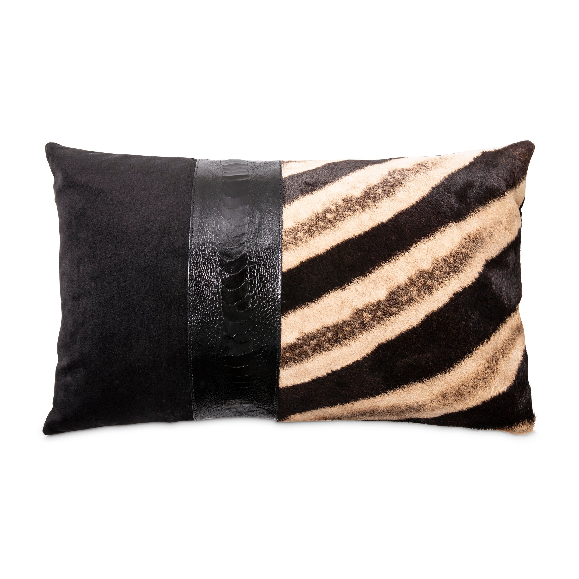 Zebra Hide & Ostrich Shin Pillow