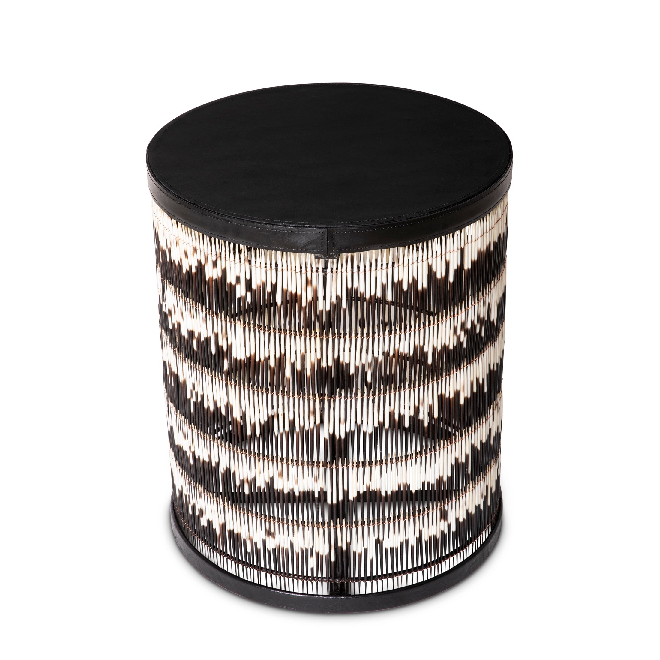 Porcupine Quill Cylinder Side Table