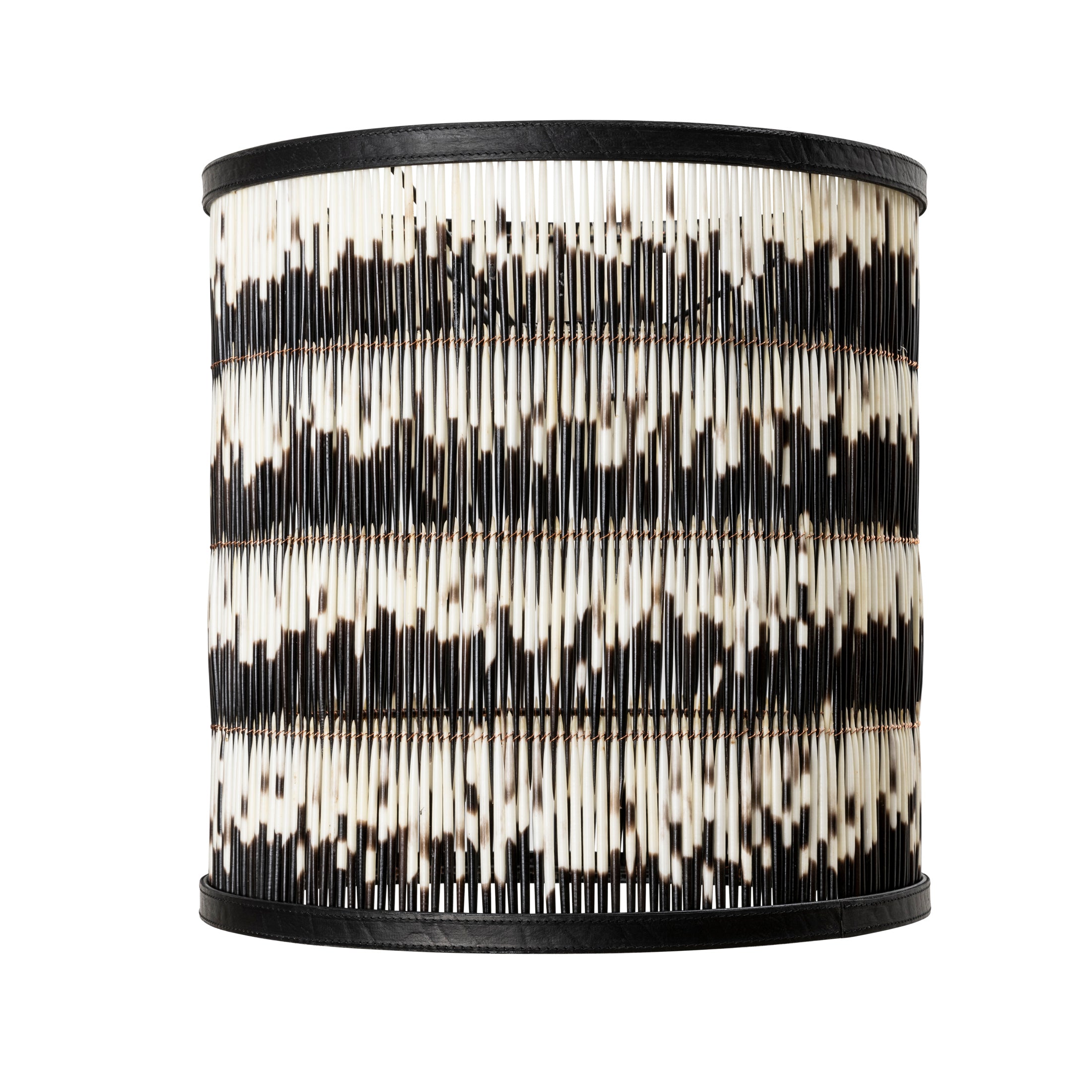 Porcupine Quill Pendant w/ Leather Trim