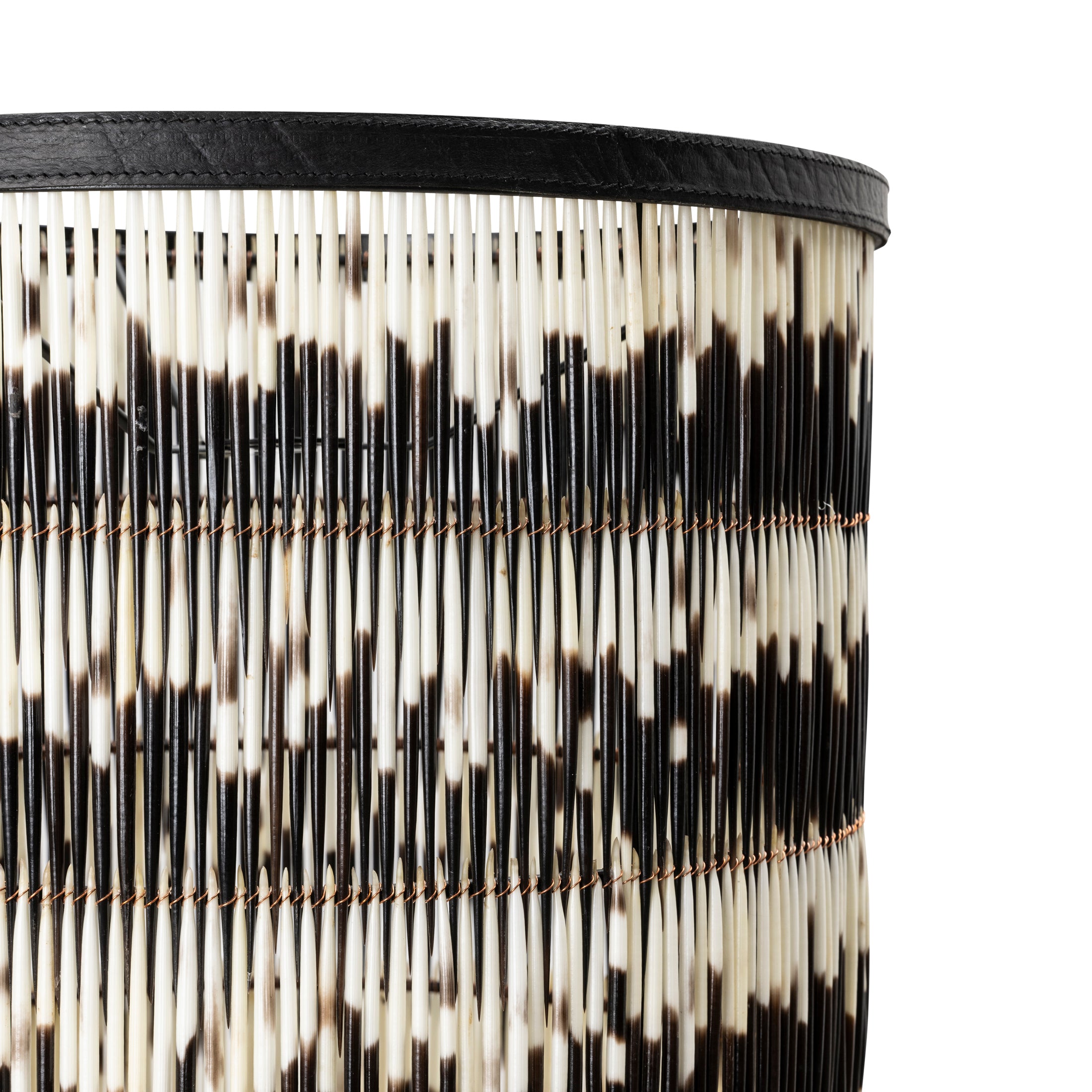 Porcupine Quill Pendant w/ Leather Trim