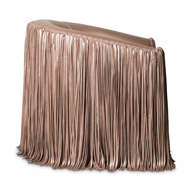 Shaggy Leather Swivel Chair in Metallic Leather