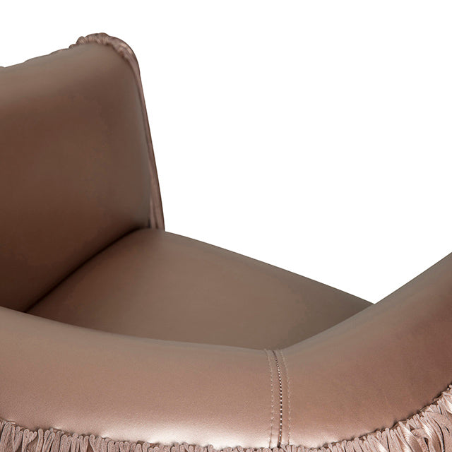 Shaggy Leather Swivel Chair in Metallic Leather
