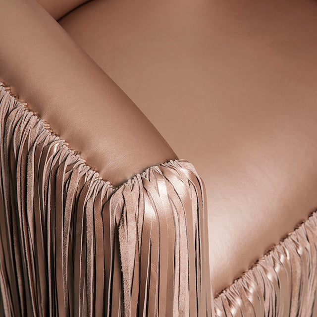 Shaggy Leather Swivel Chair in Metallic Leather