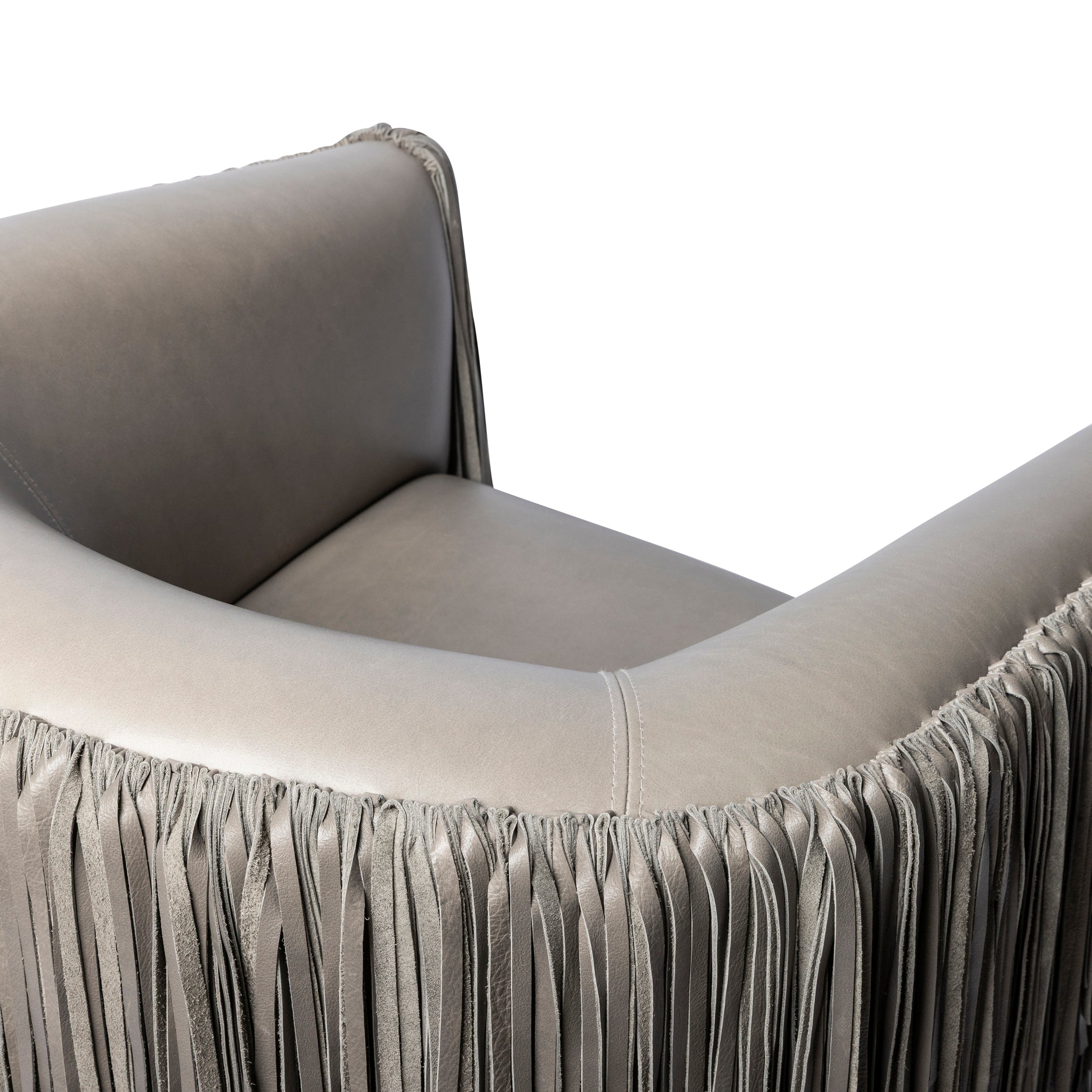 Shaggy Leather Swivel Chair in Ombre Putty Grey & Cream-Stone Leather
