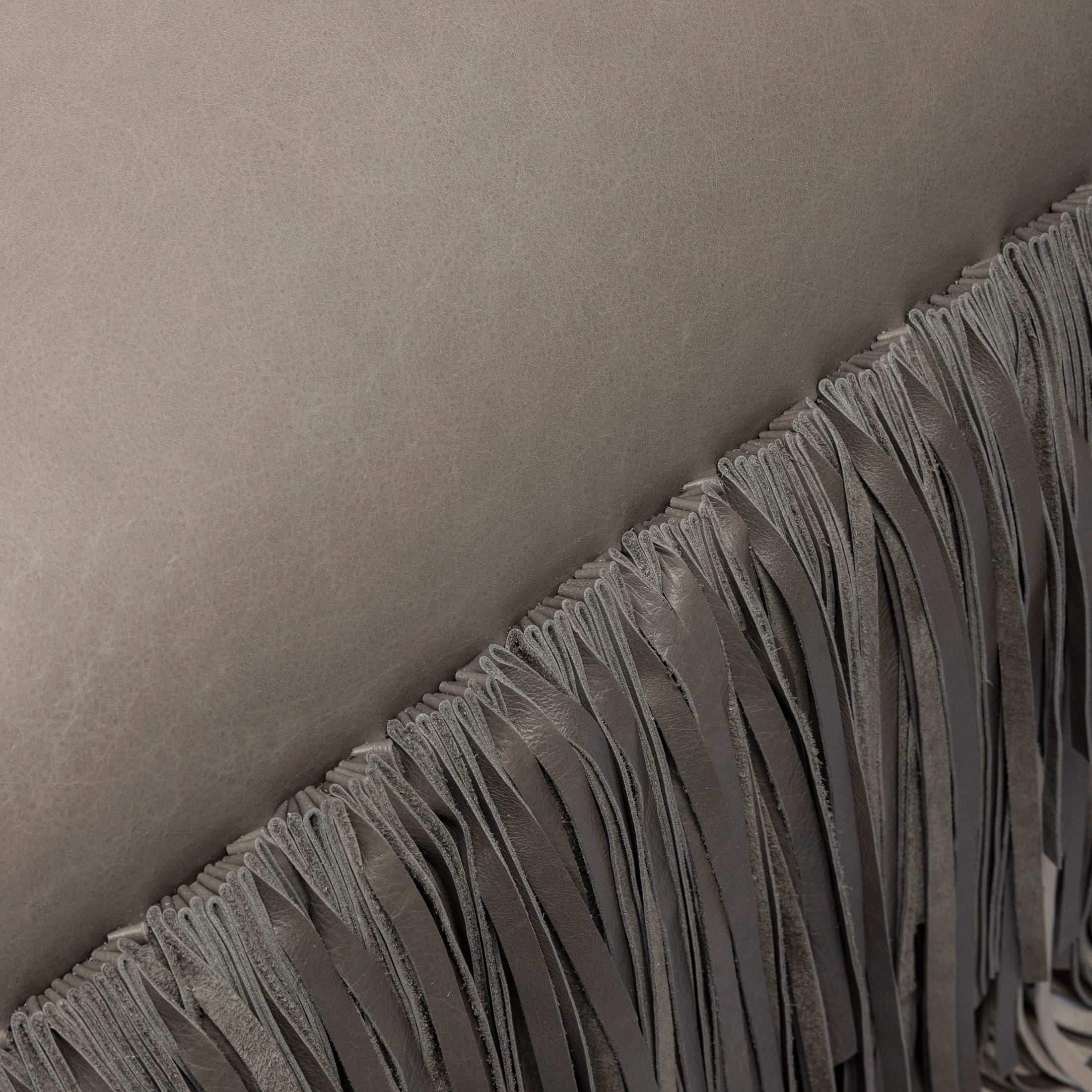 Shaggy Leather Swivel Chair in Ombre Putty Grey & Cream-Stone Leather