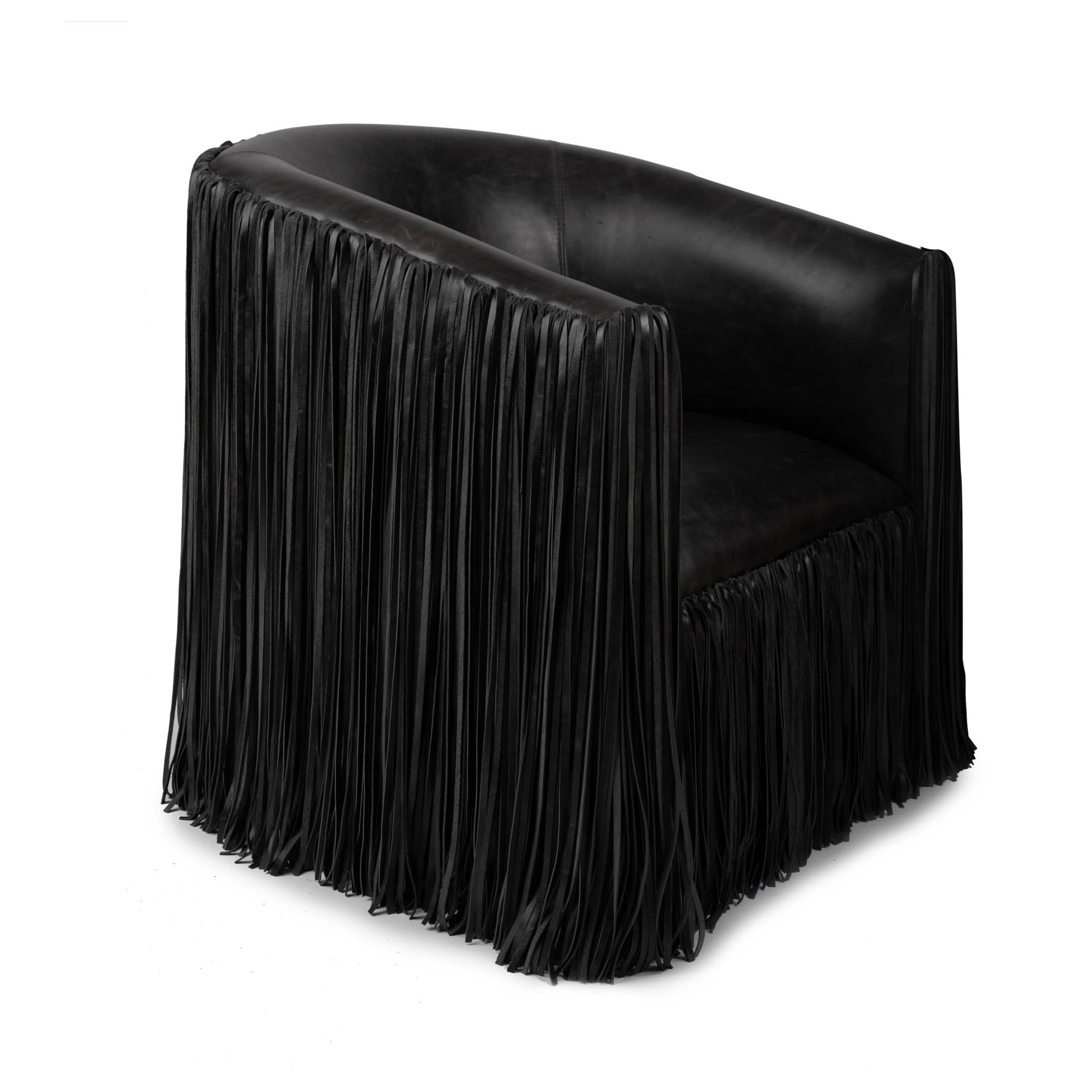 Shaggy Leather Swivel Chair in Premium Leather