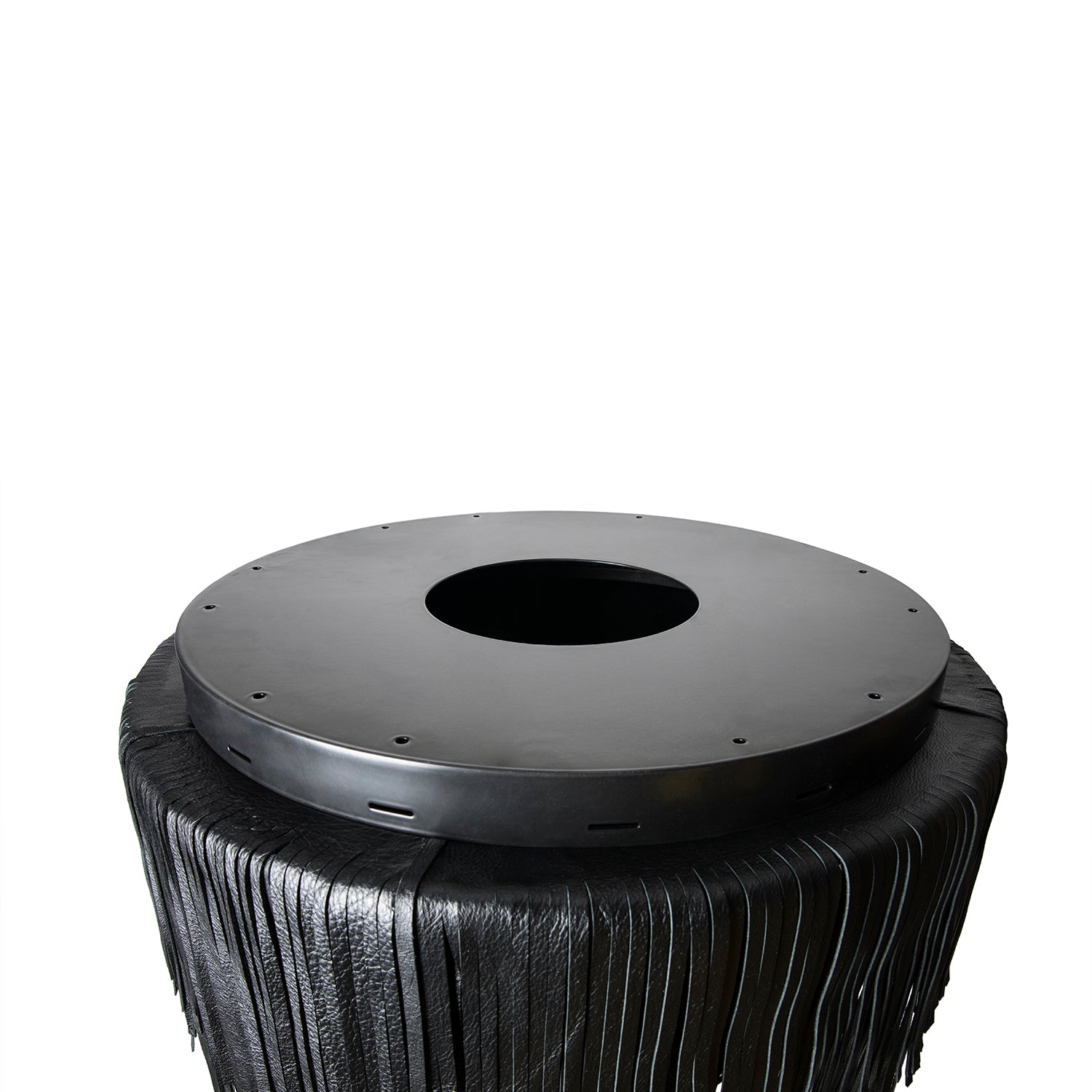 Small Round Urchin Flush Mount Leather Chandelier in Premium Leather