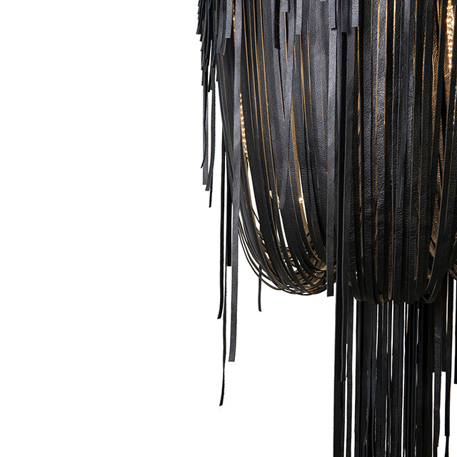Small Round Urchin Flush Mount Leather Chandelier in Premium Leather