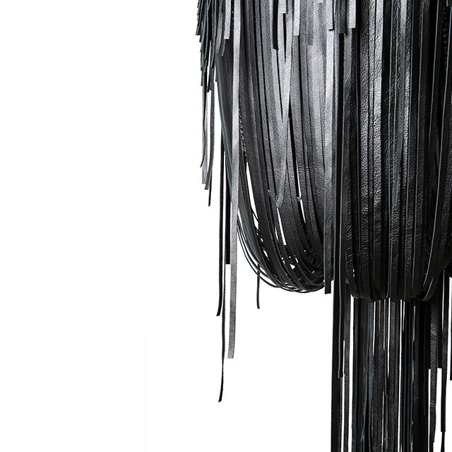 Small Round Urchin Flush Mount Leather Chandelier in Premium Leather