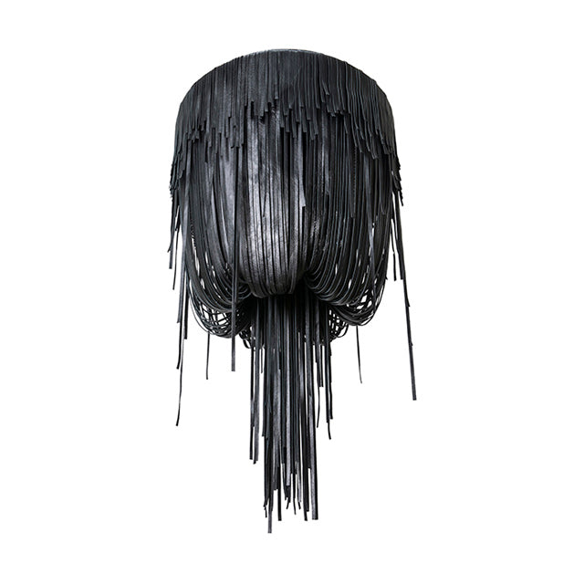 Small Round Urchin Flush Mount Leather Chandelier in Premium Leather