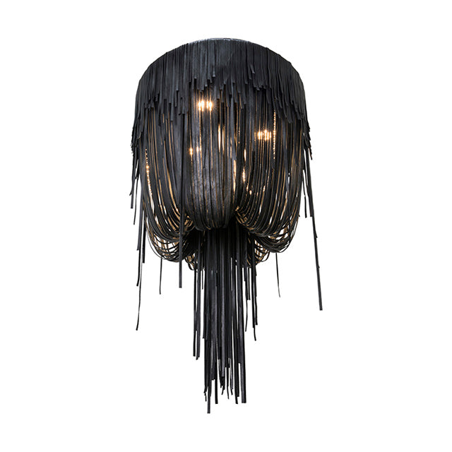 Small Round Urchin Flush Mount Leather Chandelier in Premium Leather