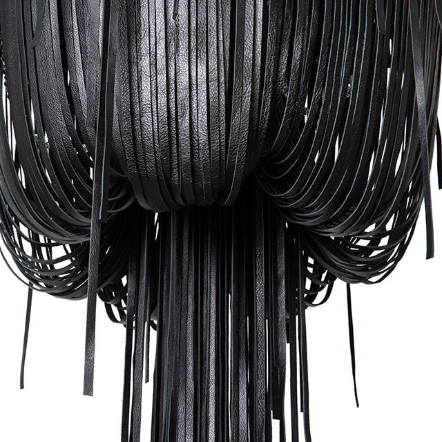 Small Round Urchin Flush Mount Leather Chandelier