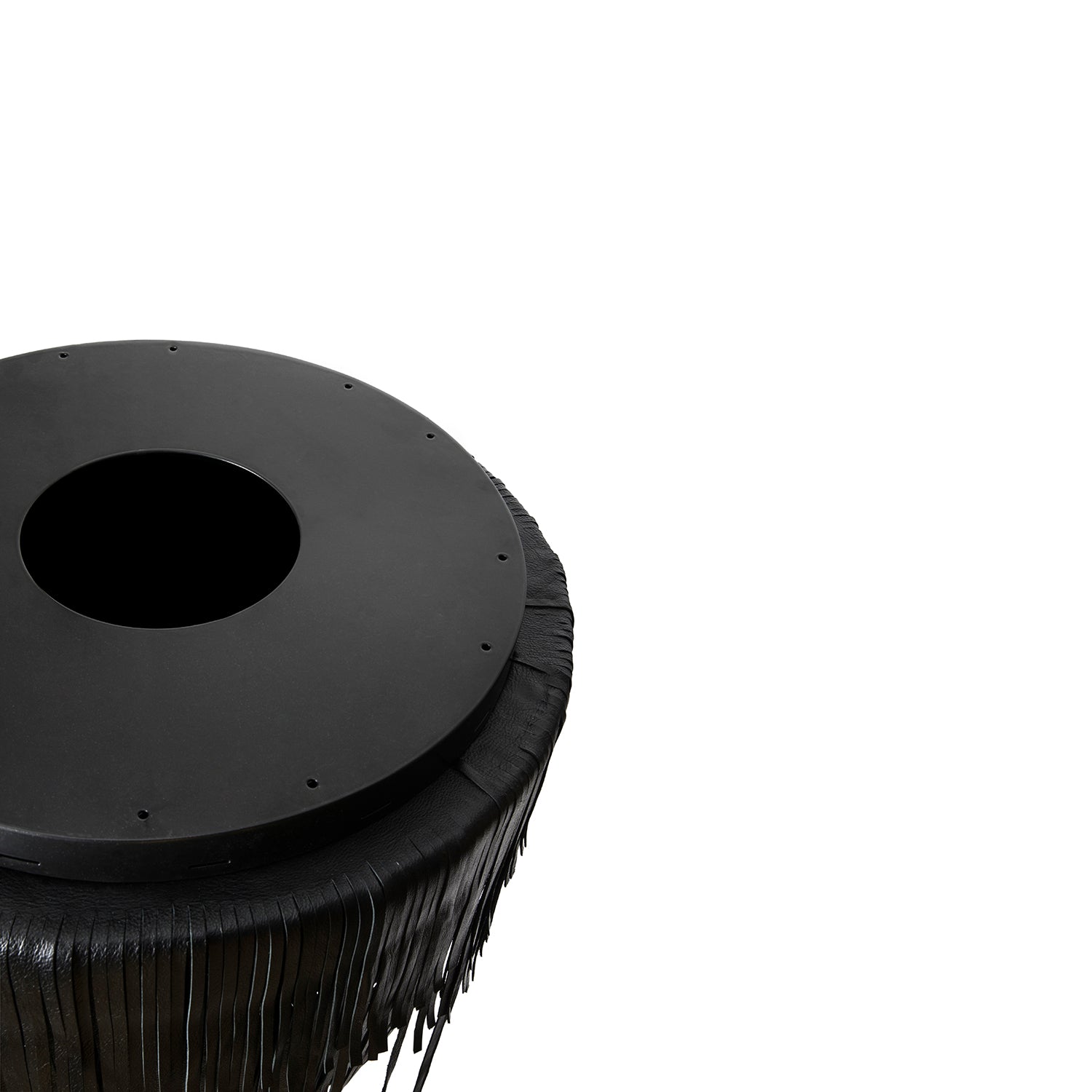 Small Round Urchin Flush Mount Leather Chandelier in Premium Leather