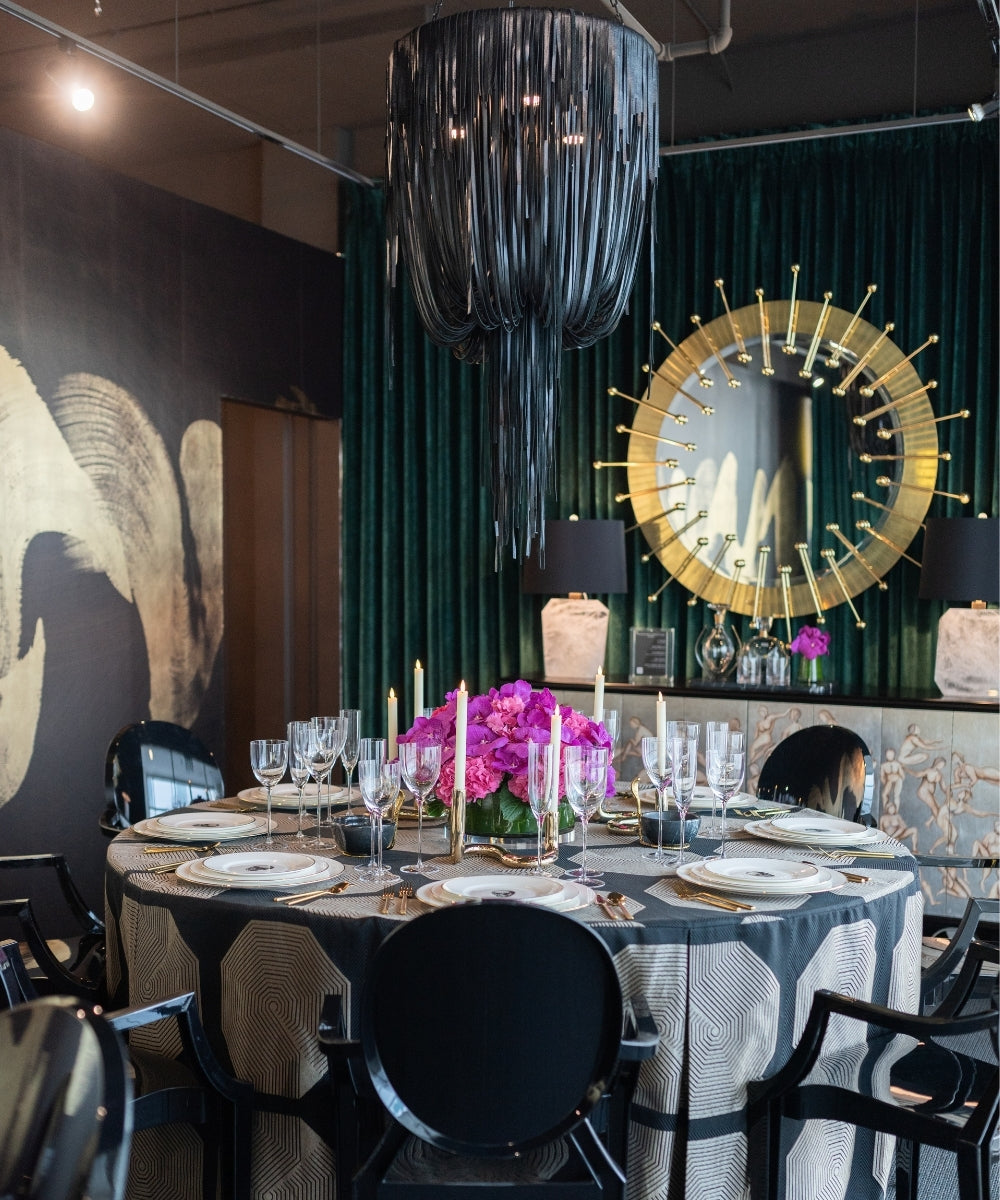 Small Round Urchin Leather Chandelier