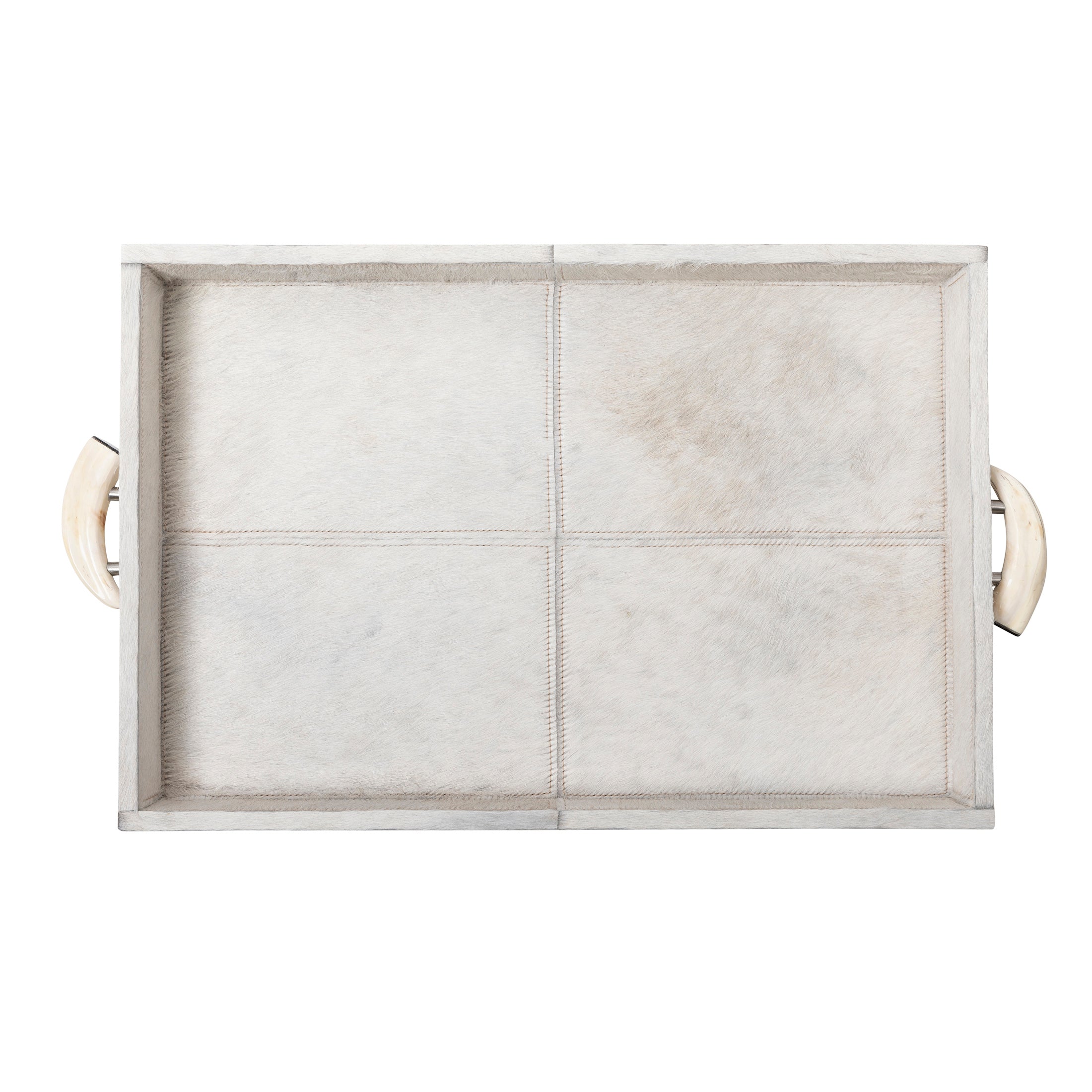 Cream Cow Hide Tray / Warthog Tusk Handles