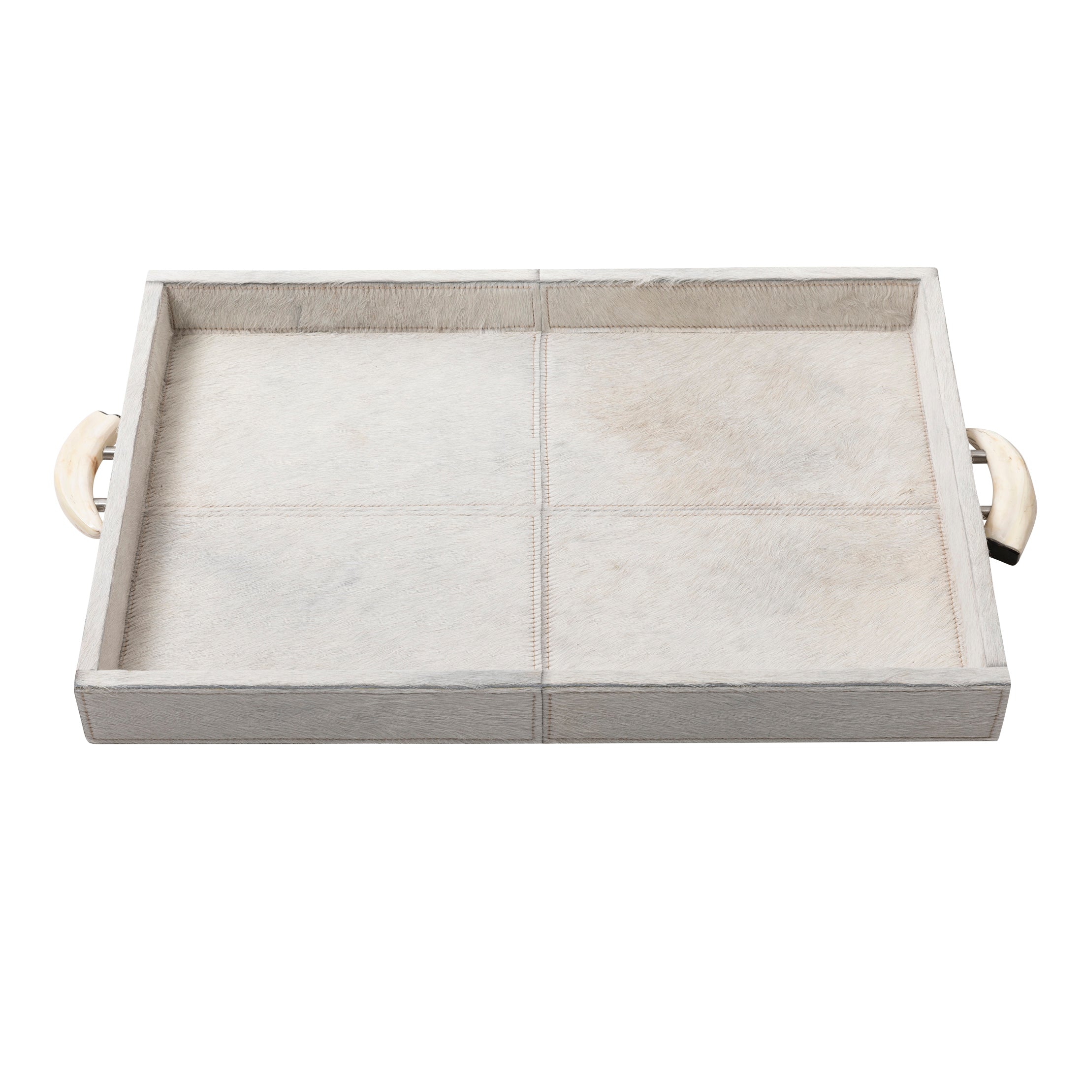 Cream Cow Hide Tray / Warthog Tusk Handles