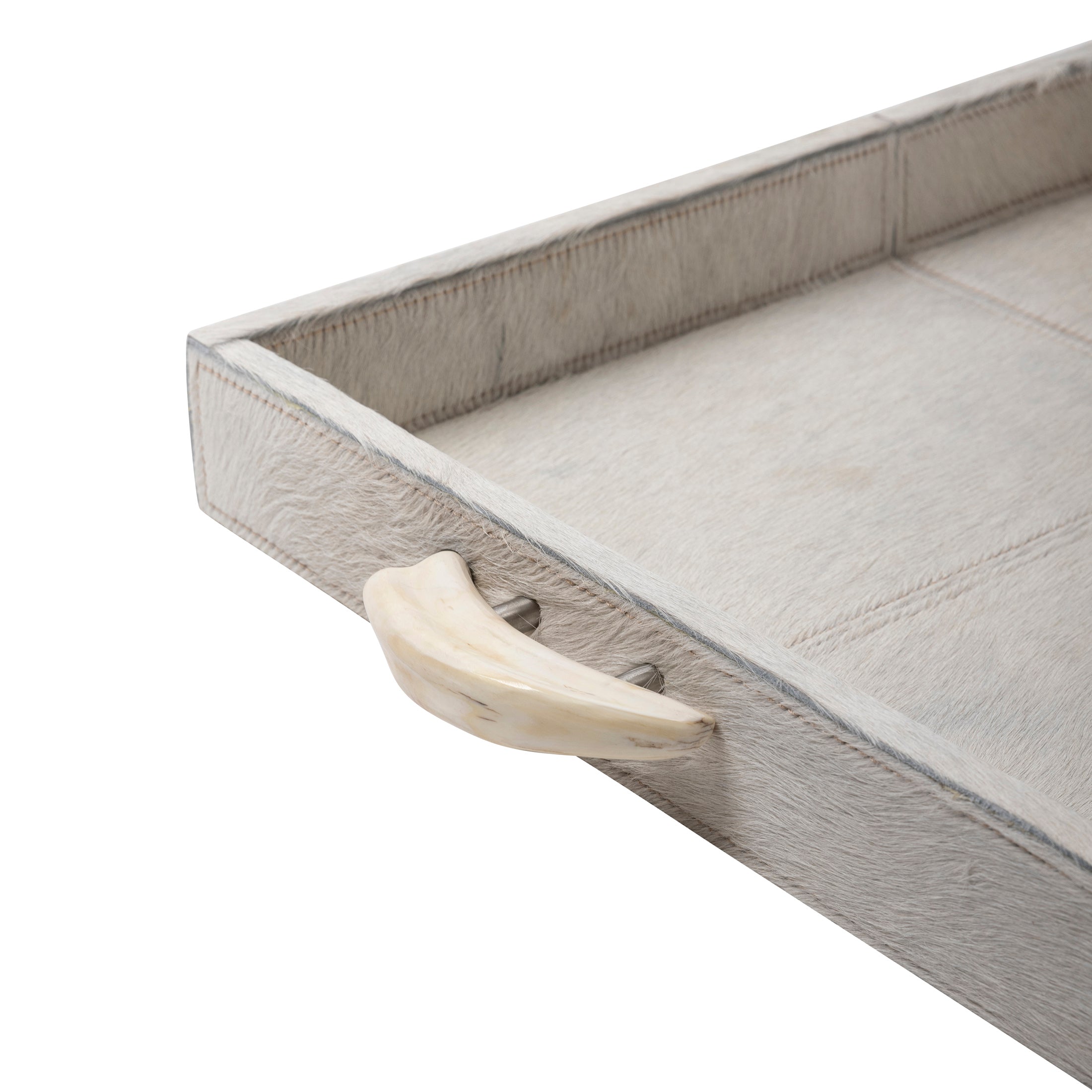 Cream Cow Hide Tray / Warthog Tusk Handles