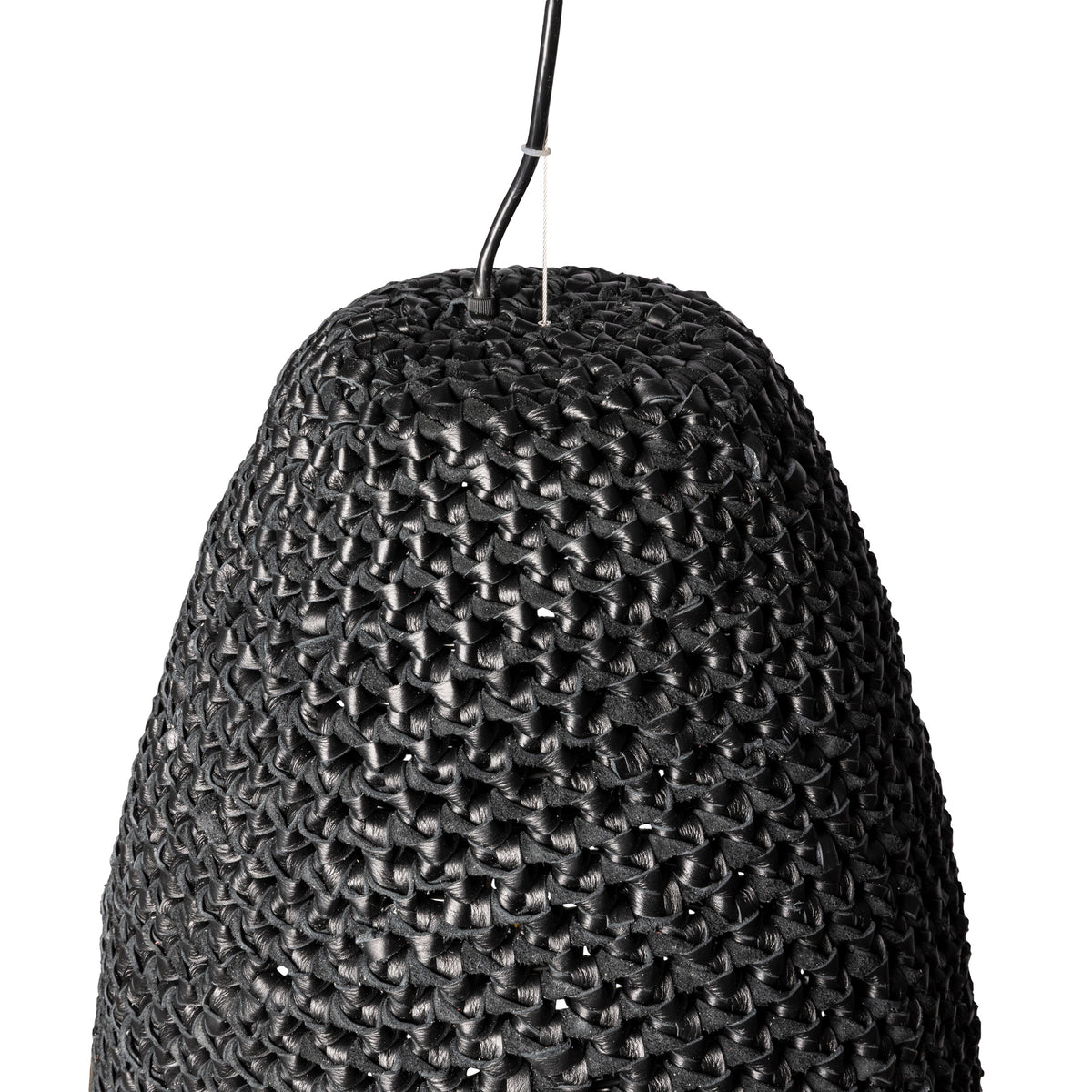 Extra Large Crocheted Leather Pod Pendant