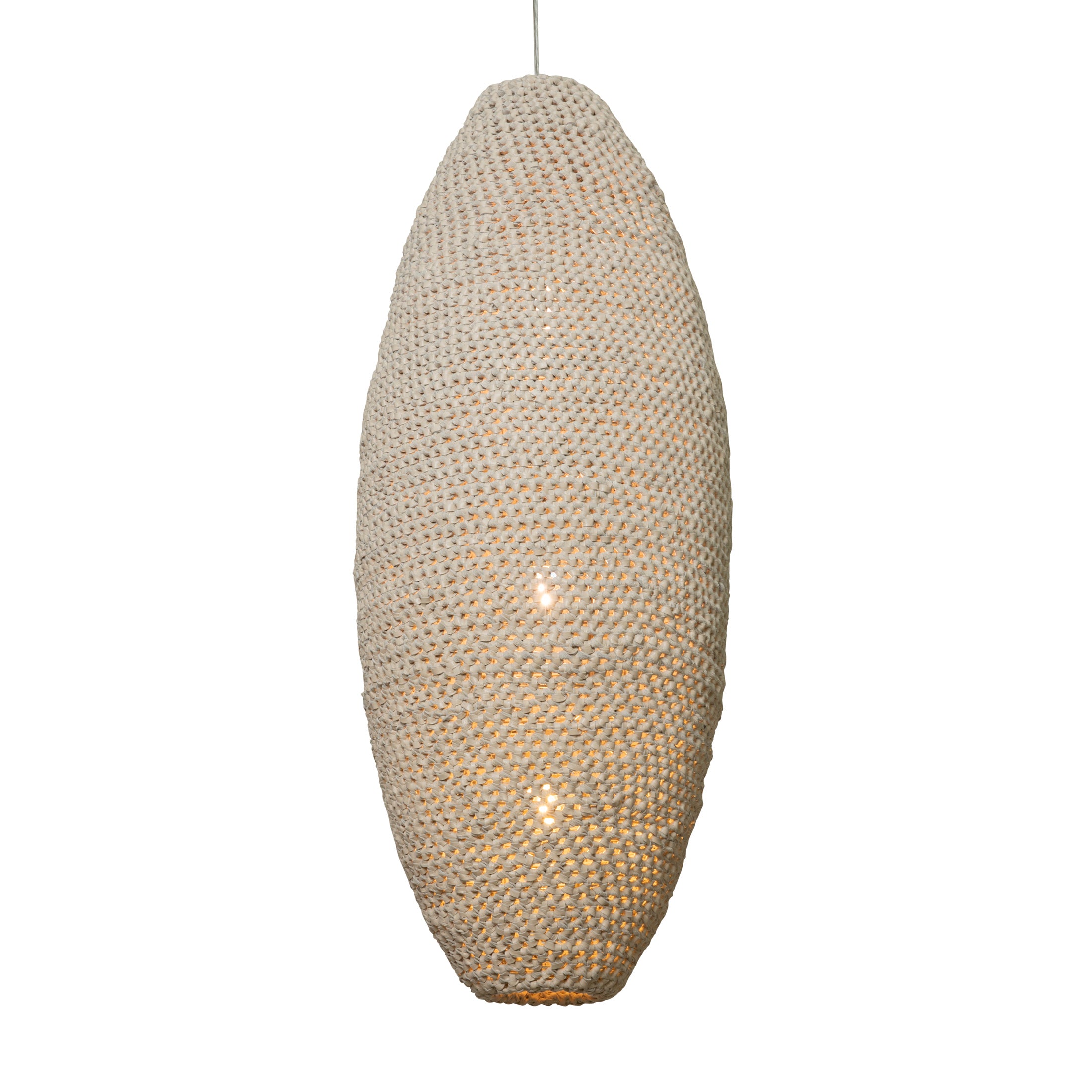 Extra Large Crocheted Leather Pod Pendant