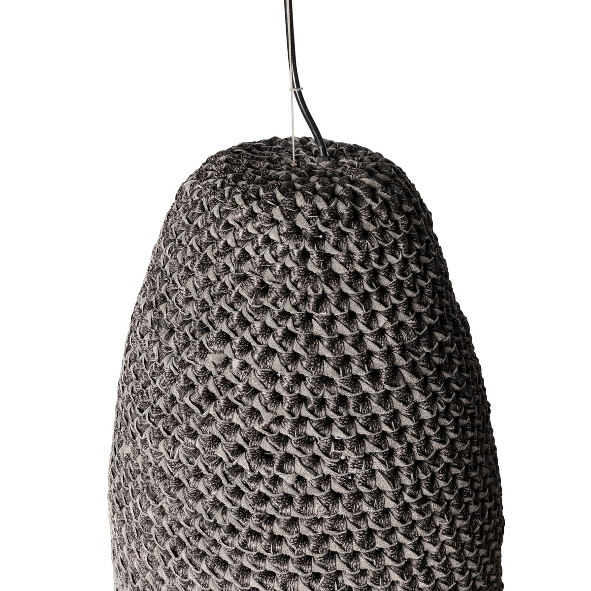 Extra Large Crocheted Leather Pod Pendant
