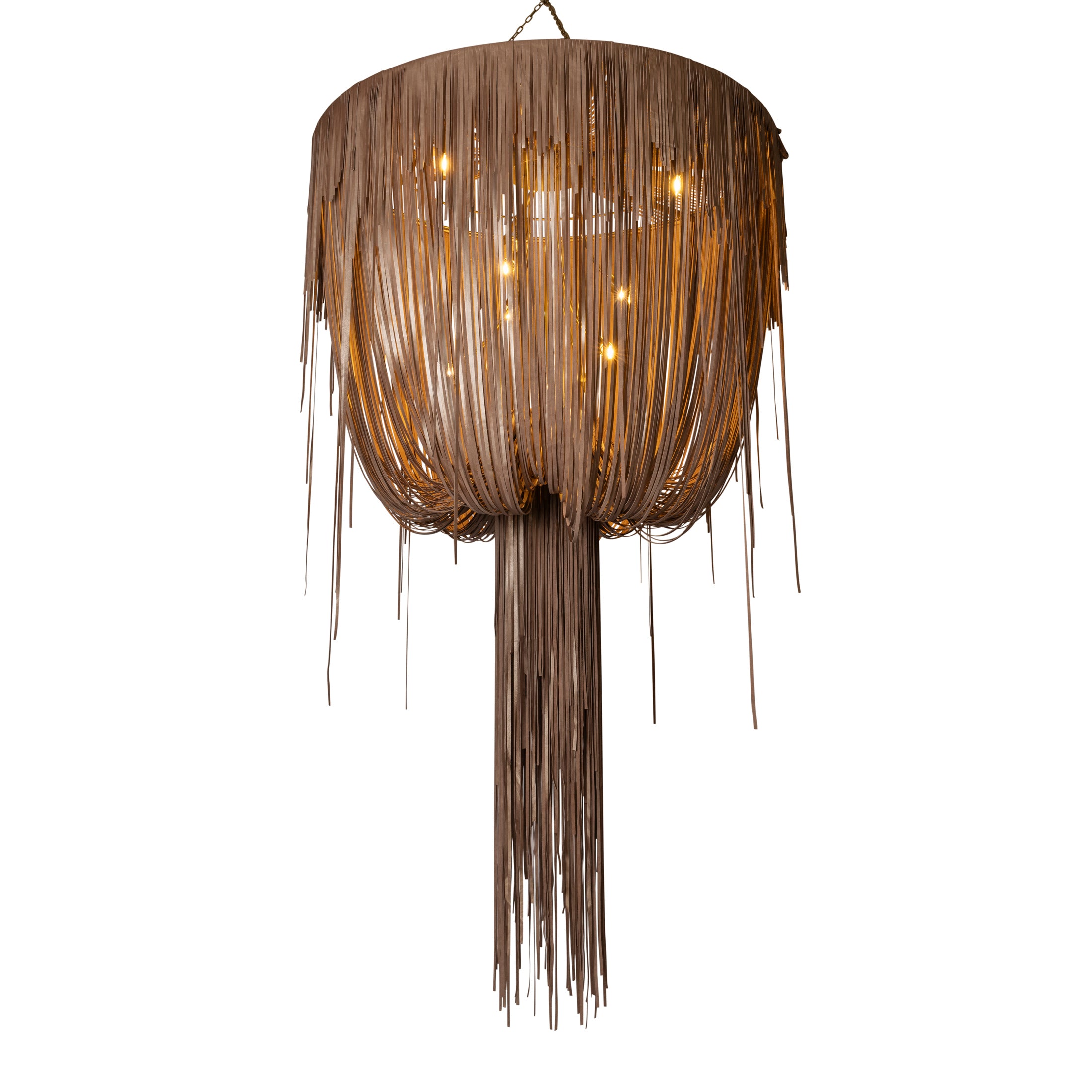 Extra Large Round Urchin Leather Chandelier