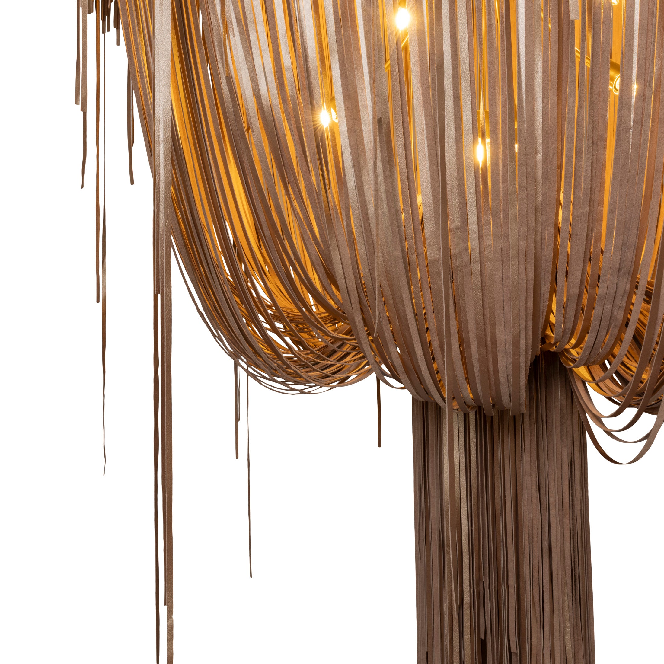 Extra Large Round Urchin Leather Chandelier