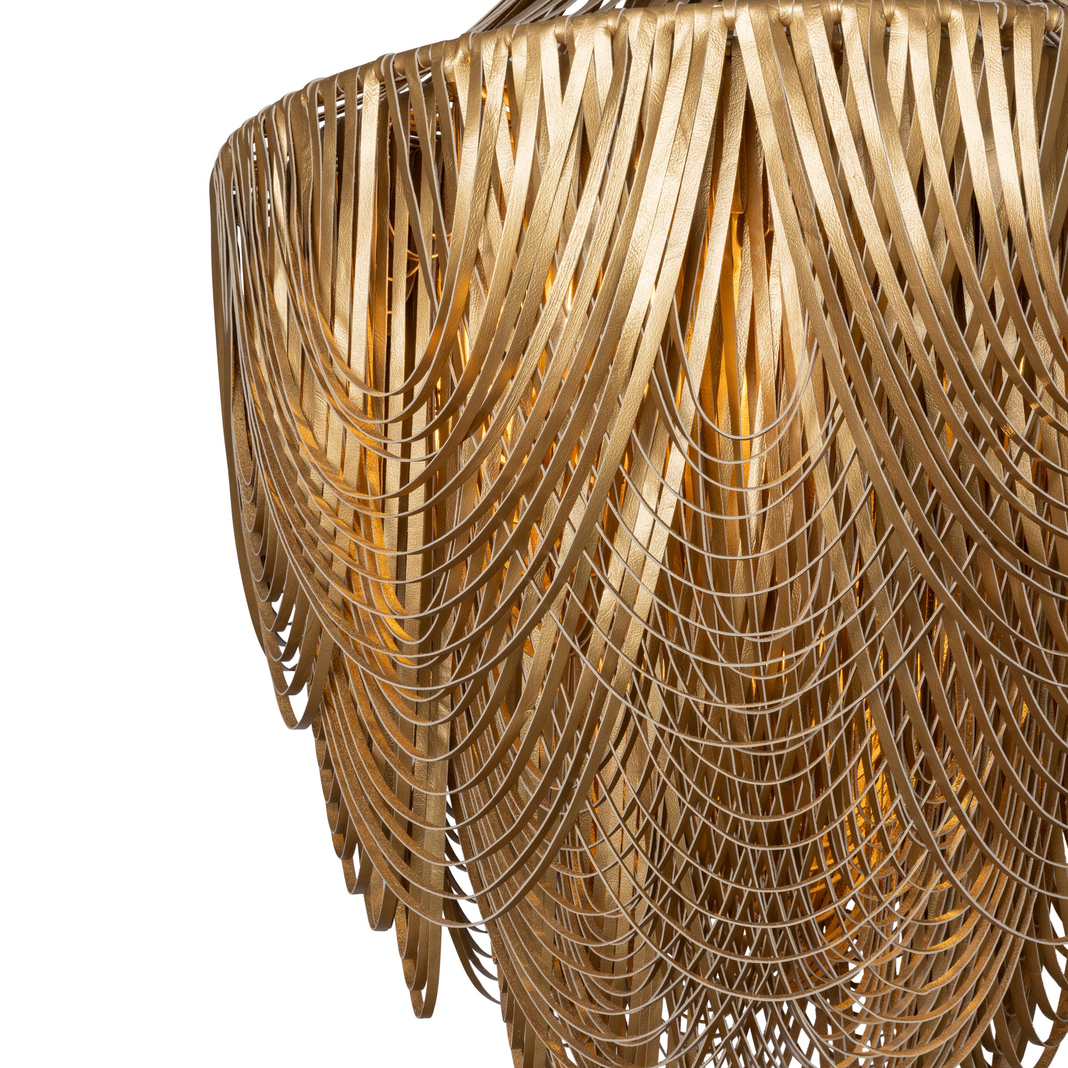 Extra Large Round Whisper with Crown Leather Chandelier in Metallic Leather