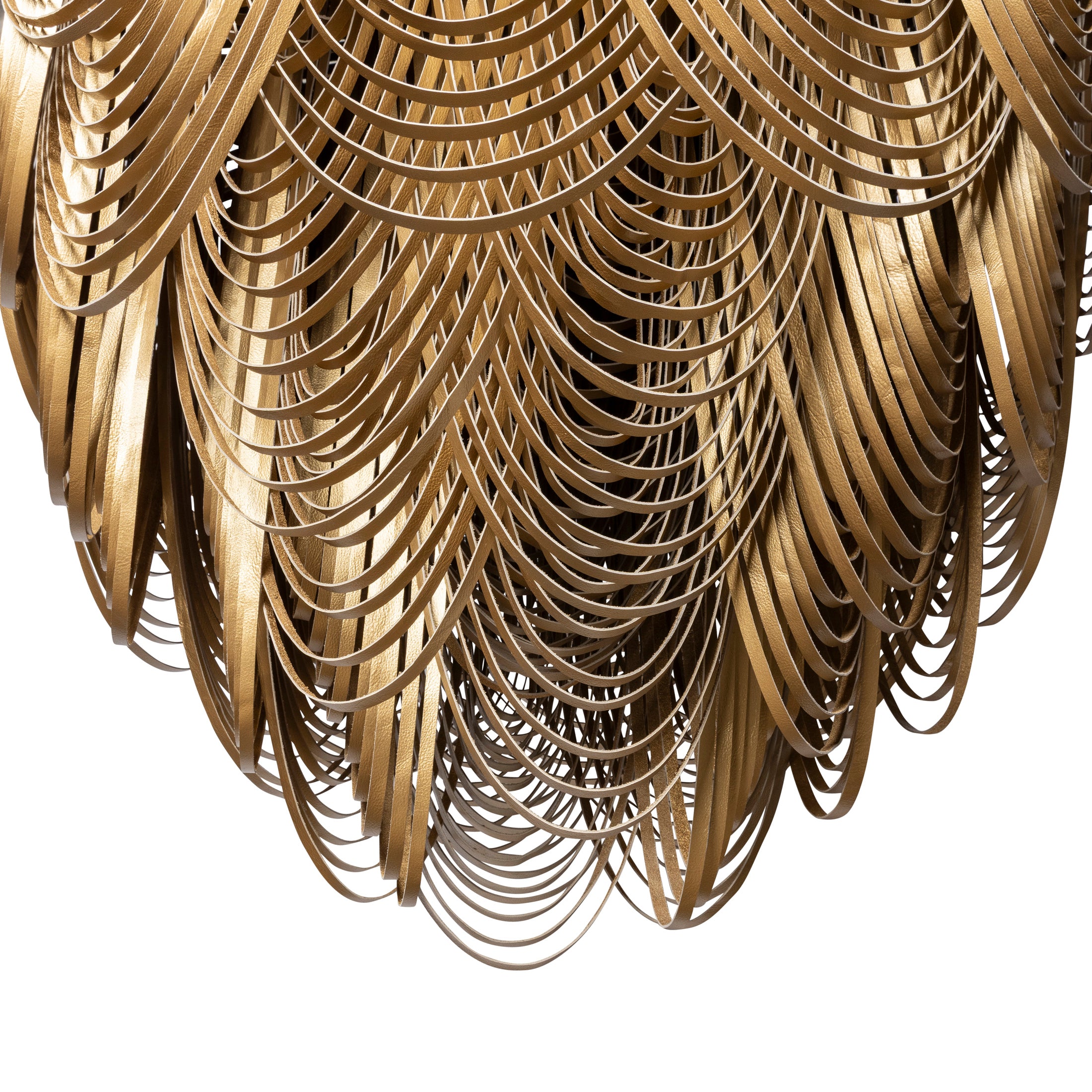 Extra Large Round Whisper with Crown Leather Chandelier in Metallic Leather