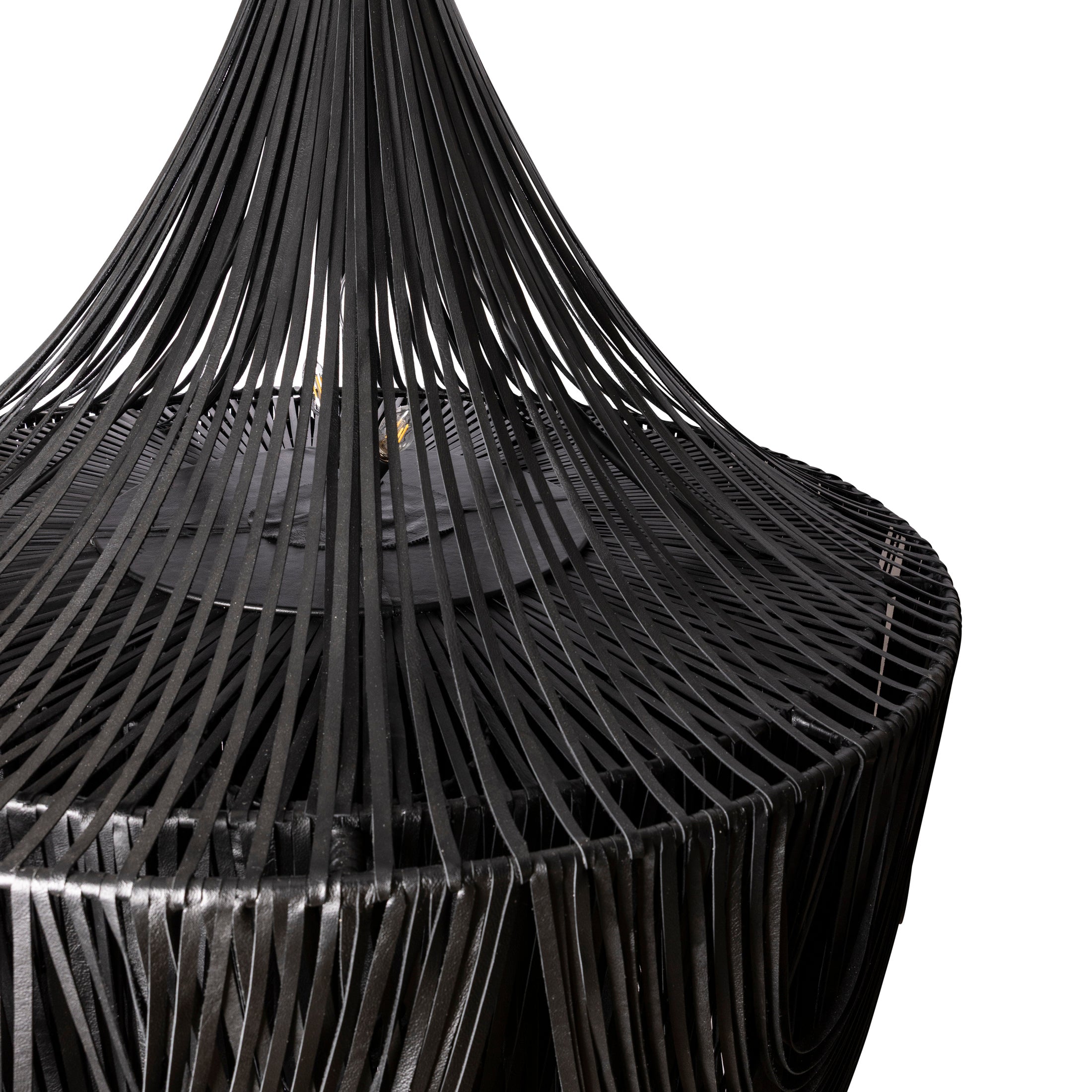 XXL Round Whisper with Crown Leather Chandelier in Premium Leather