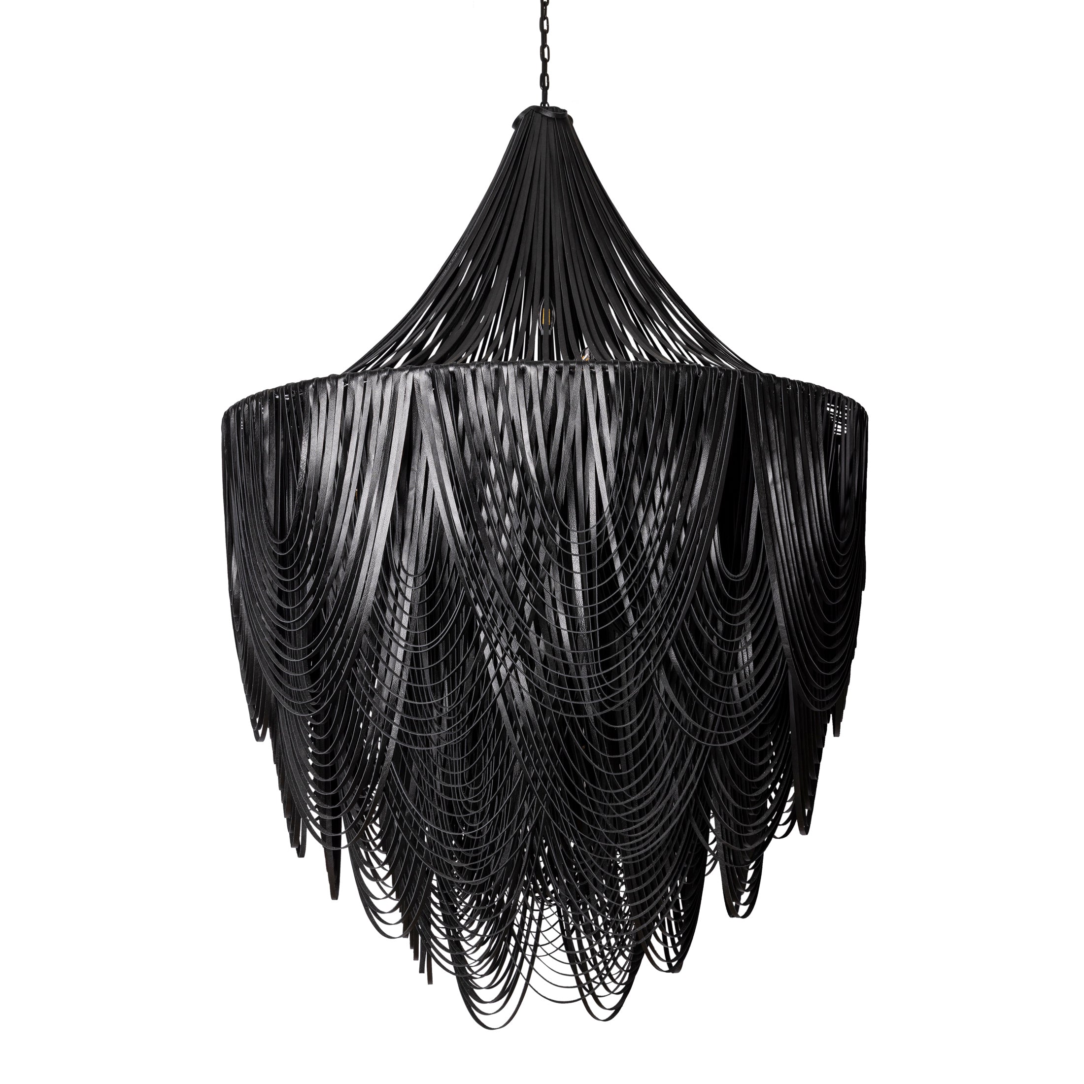 XXL Round Whisper with Crown Leather Chandelier in Premium Leather