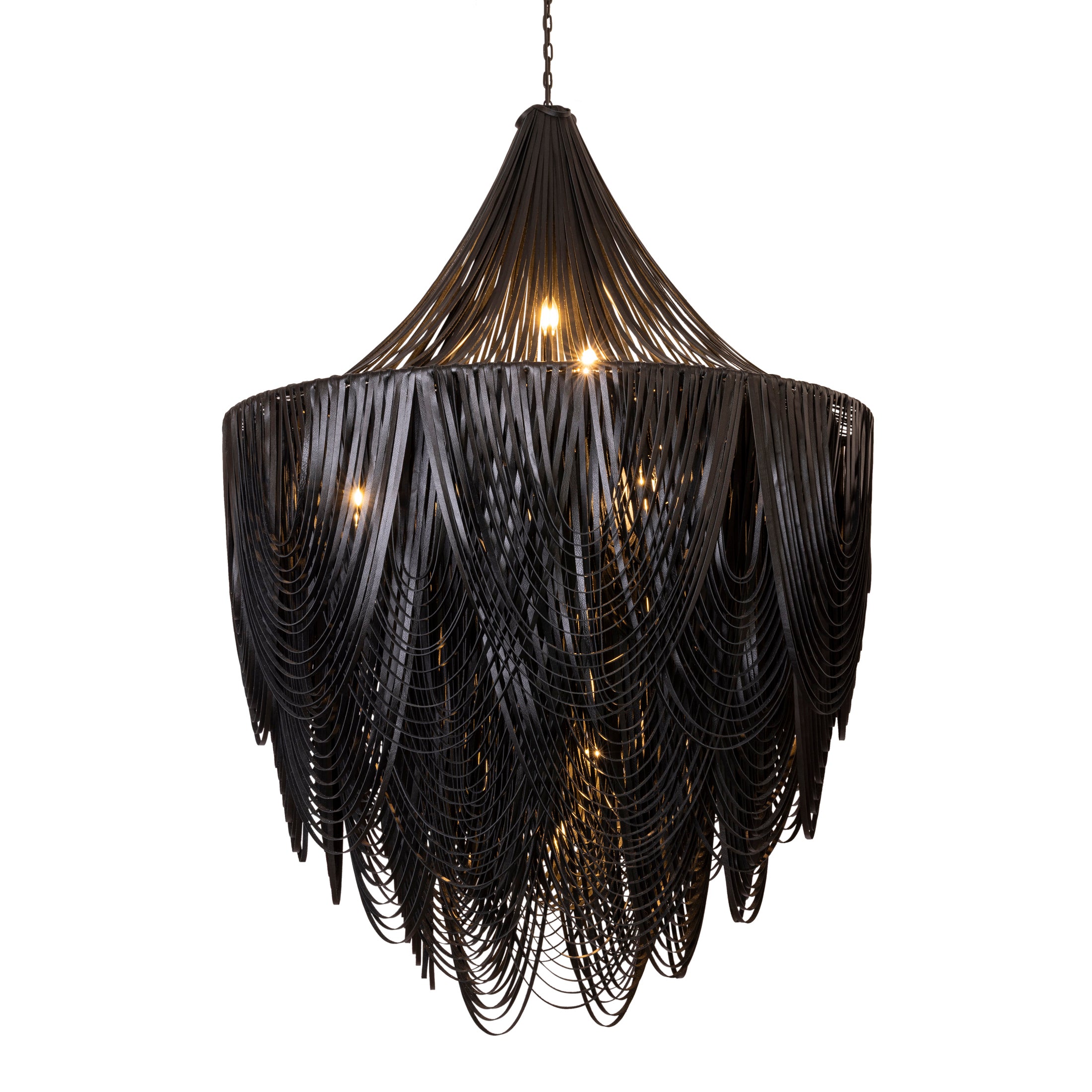 XXL Round Whisper with Crown Leather Chandelier in Premium Leather
