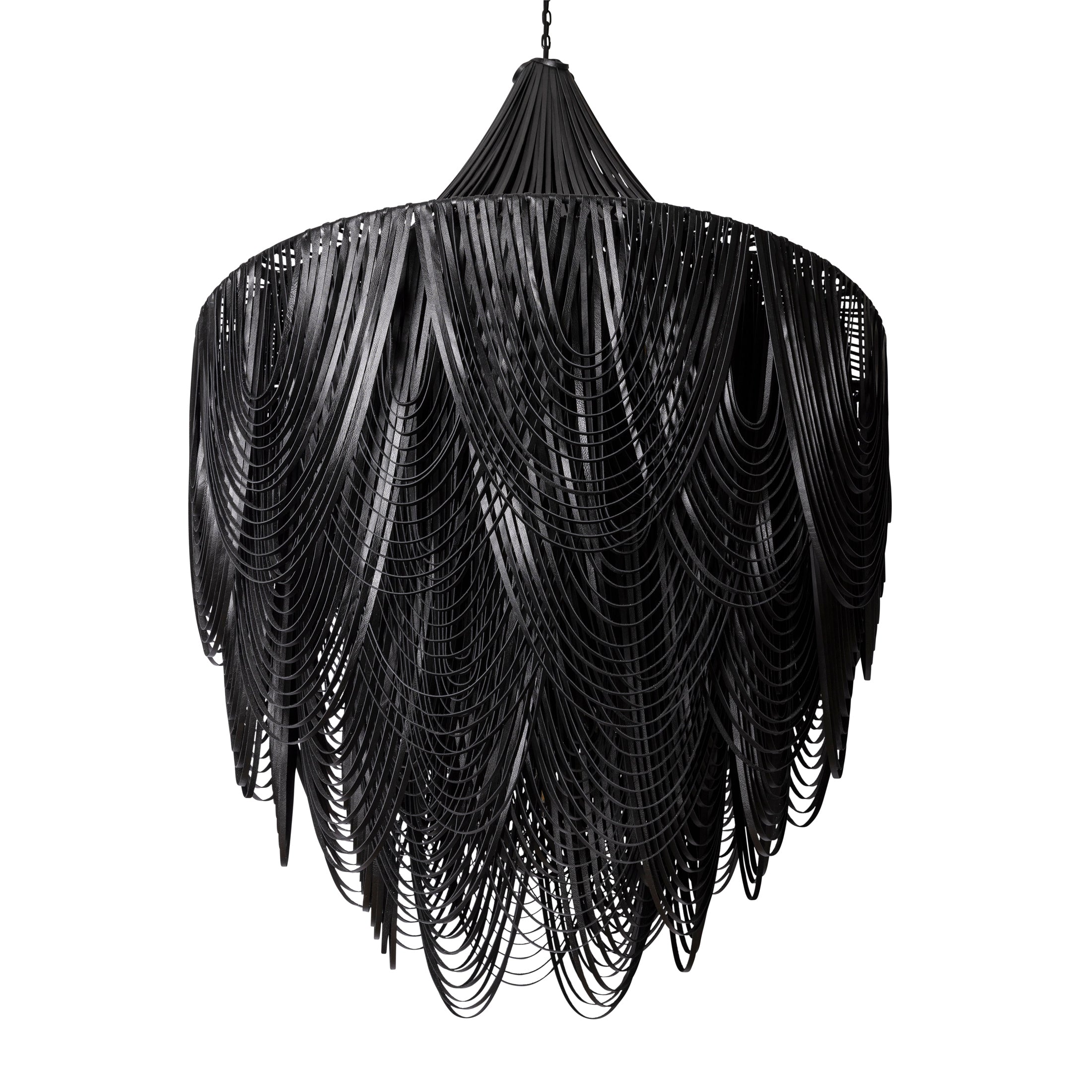 XXL Round Whisper with Crown Leather Chandelier in Premium Leather