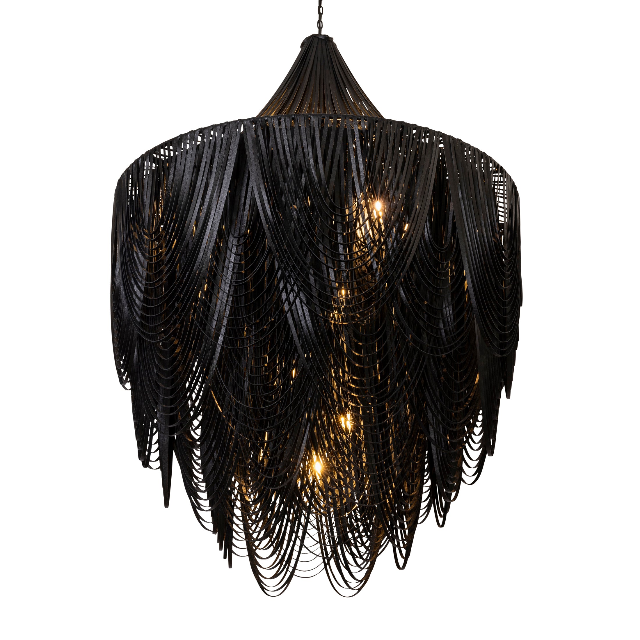 XXL Round Whisper with Crown Leather Chandelier in Premium Leather