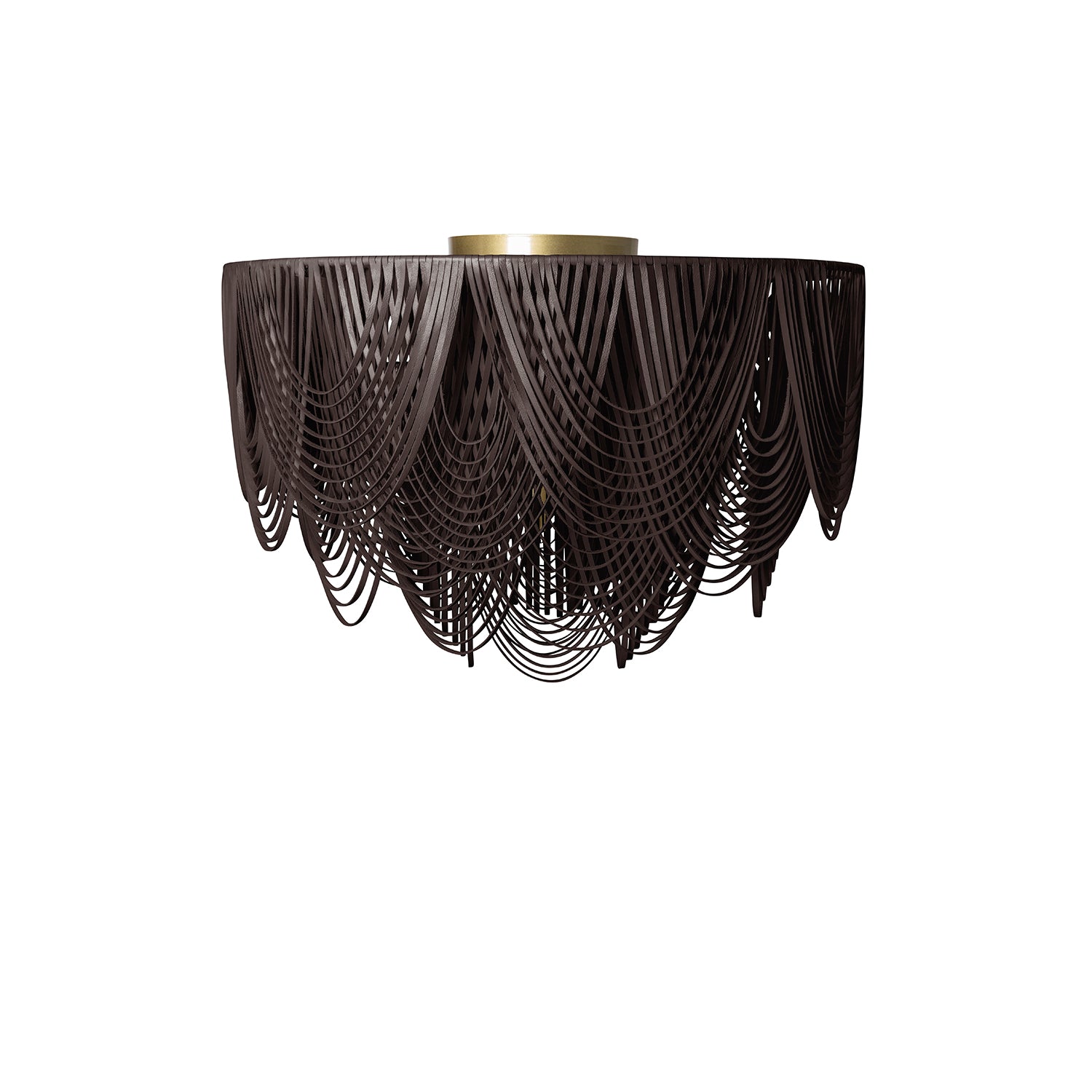 Extra Large Short Round Whisper Flush Mount Leather Chandelier