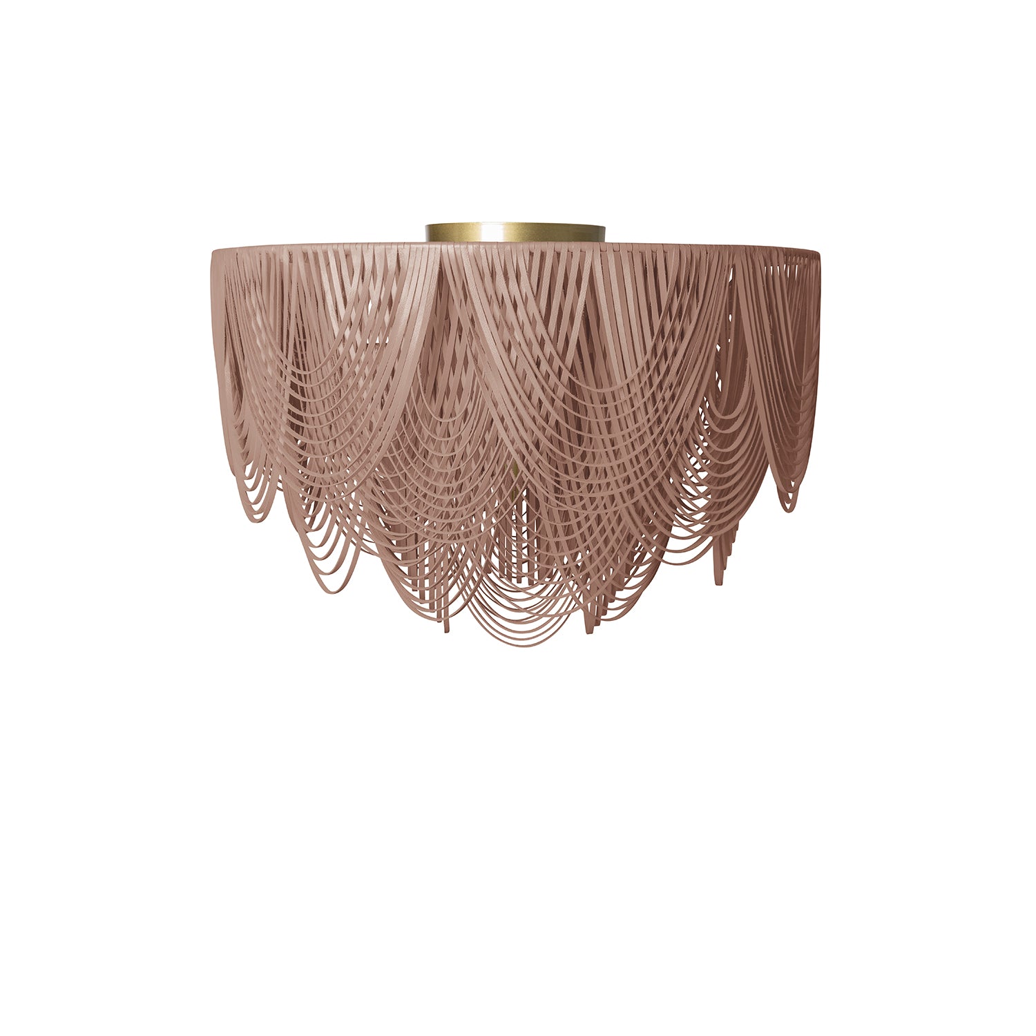 Extra Large Short Round Whisper Flush Mount Leather Chandelier in Metallic Leather