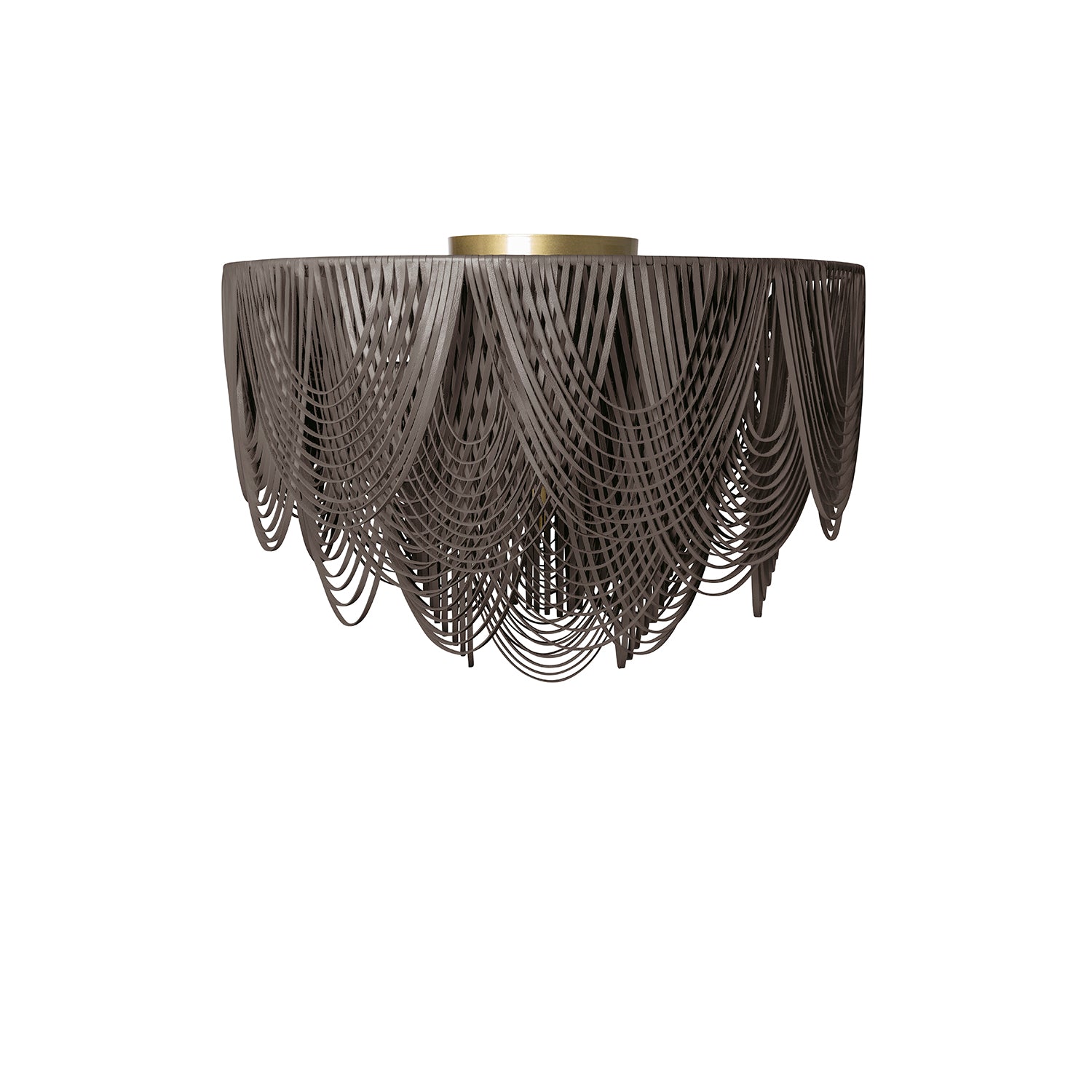Extra Large Short Round Whisper Flush Mount Leather Chandelier