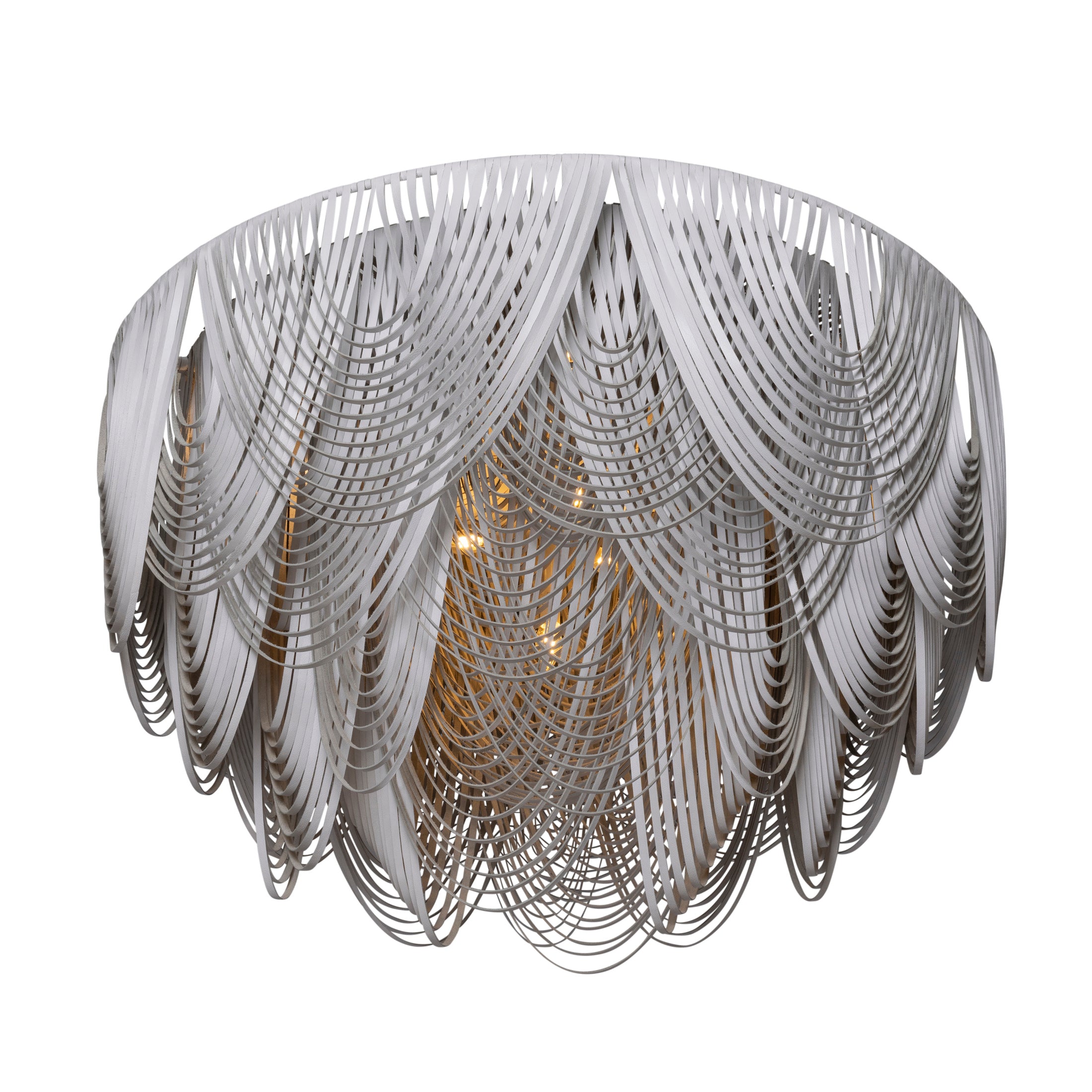 XXL Short Round Whisper Flush Mount Leather Chandelier