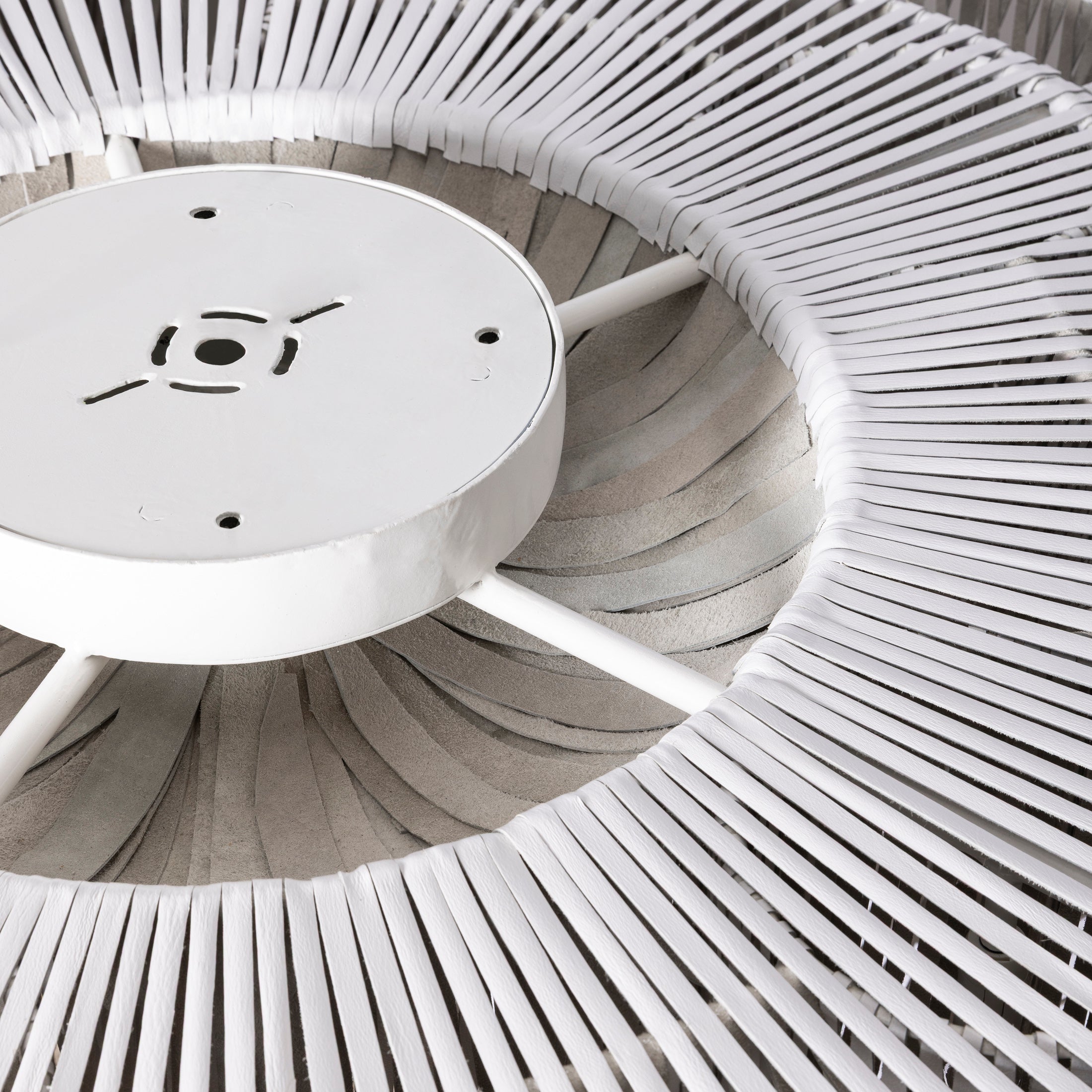 XXL Short Round Whisper Flush Mount Leather Chandelier