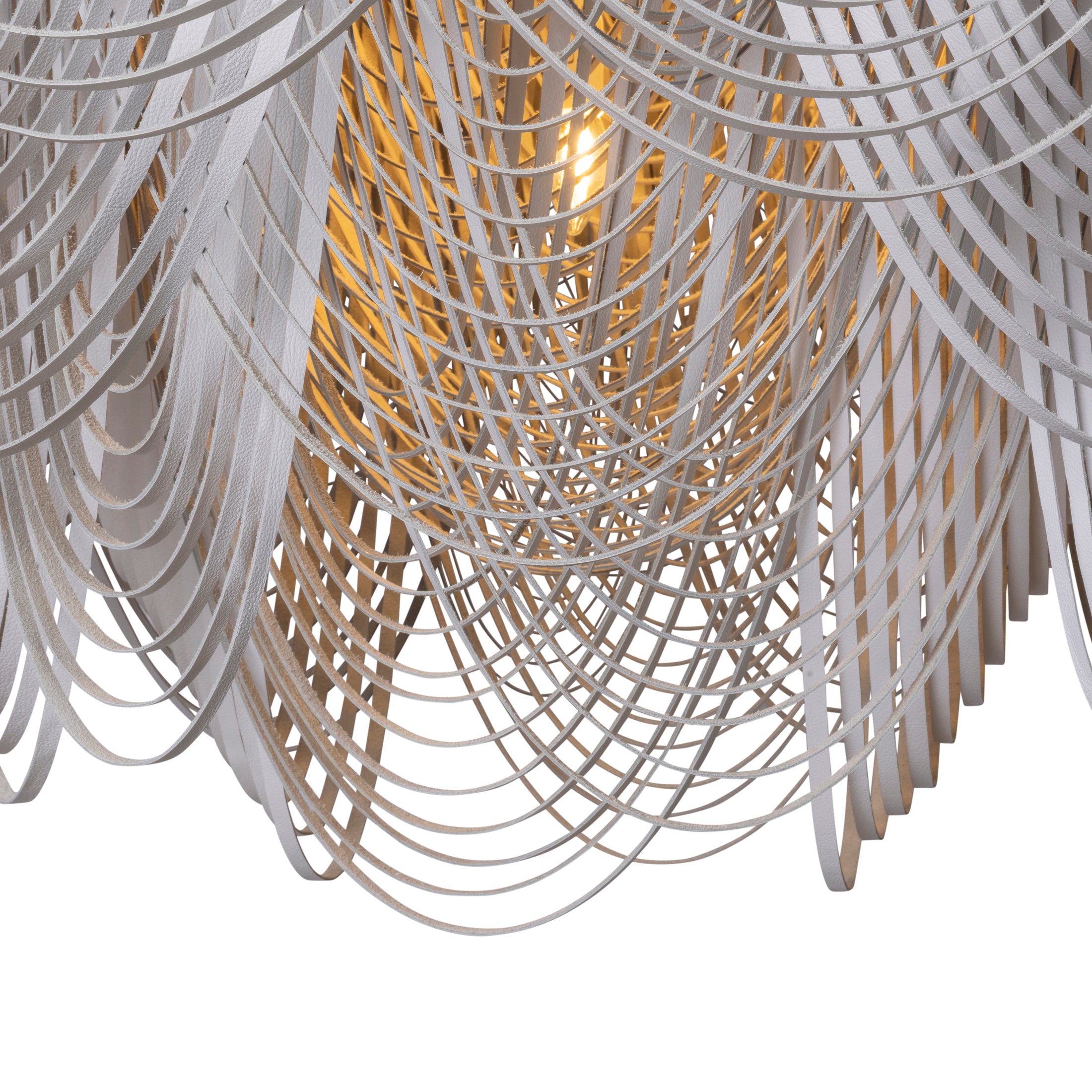 XXL Short Round Whisper Flush Mount Leather Chandelier