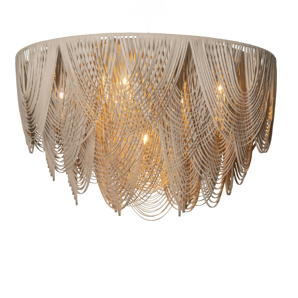 XXL Short Round Whisper Flush Mount Leather Chandelier