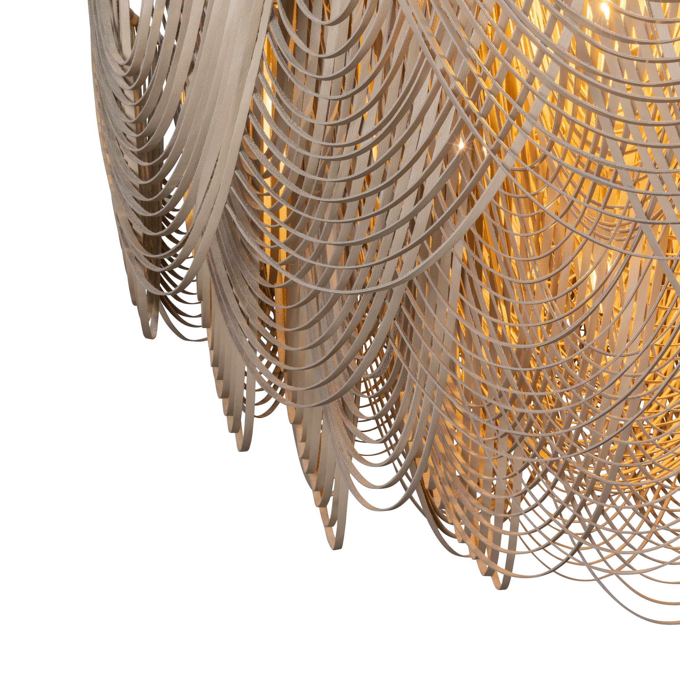 XXL Short Round Whisper Flush Mount Leather Chandelier